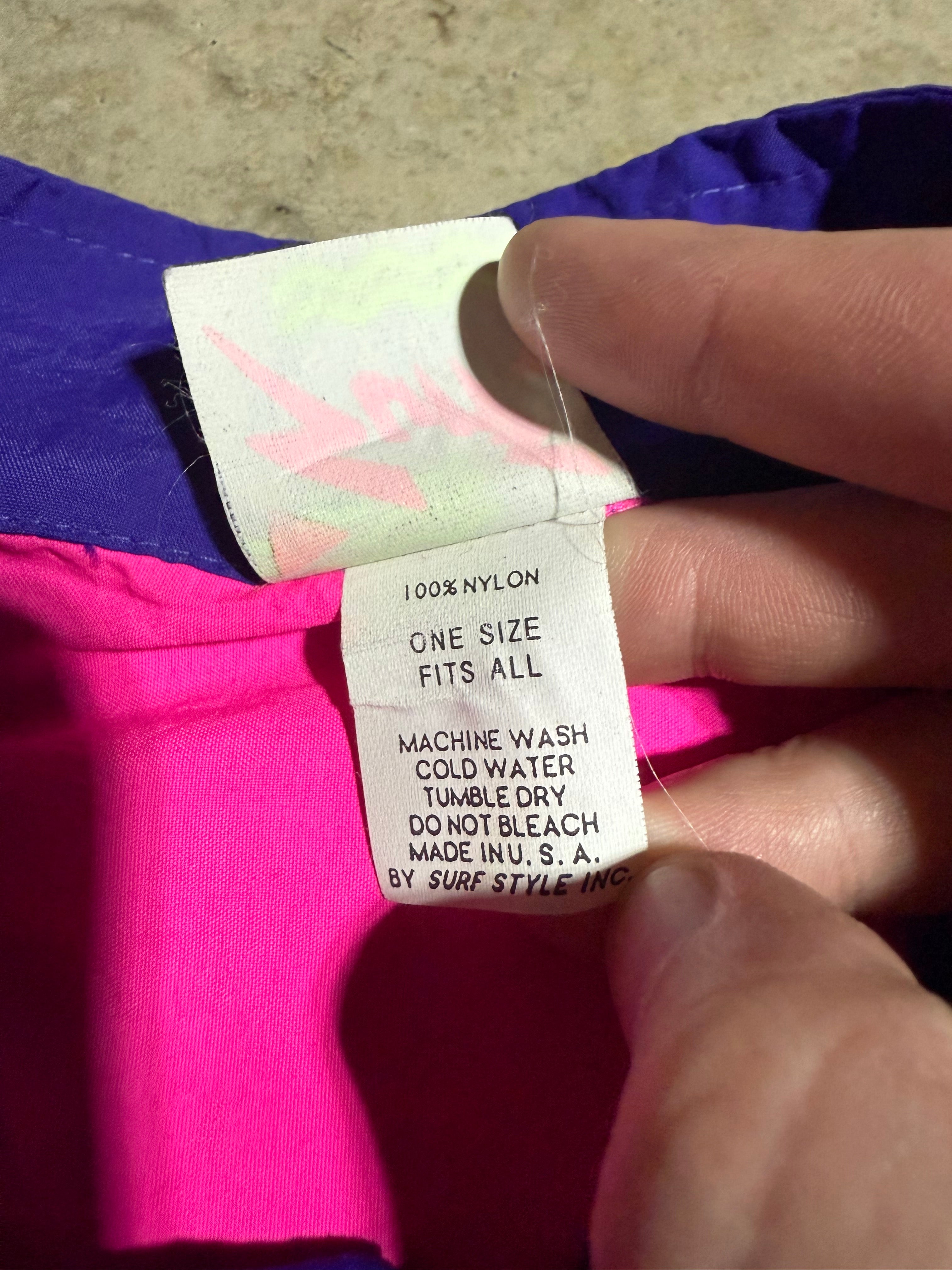 Vintage Surf Style Pink and Purple Windbreaker (XL)