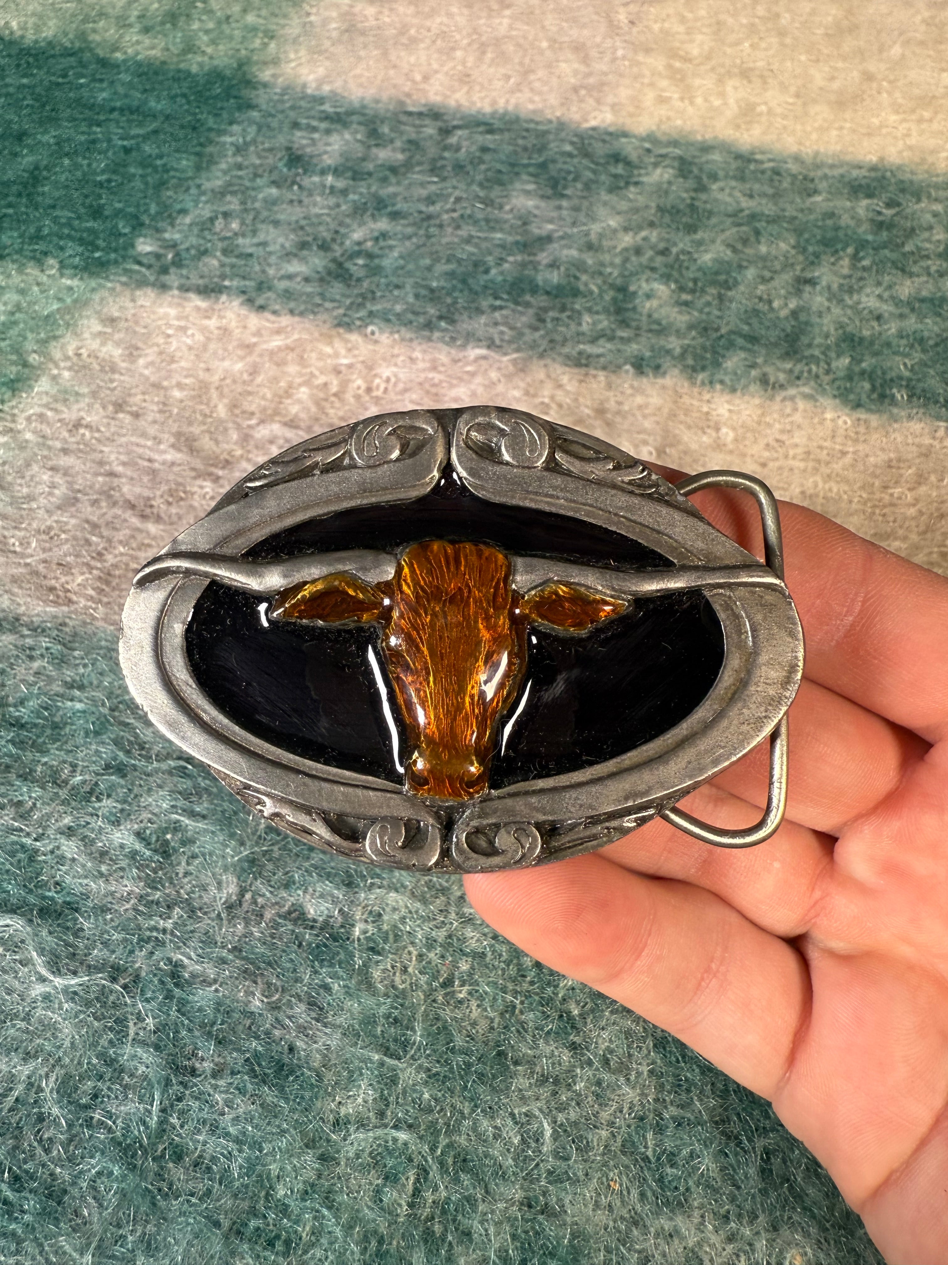 Vintage Colored Longhorn Belt Buckle