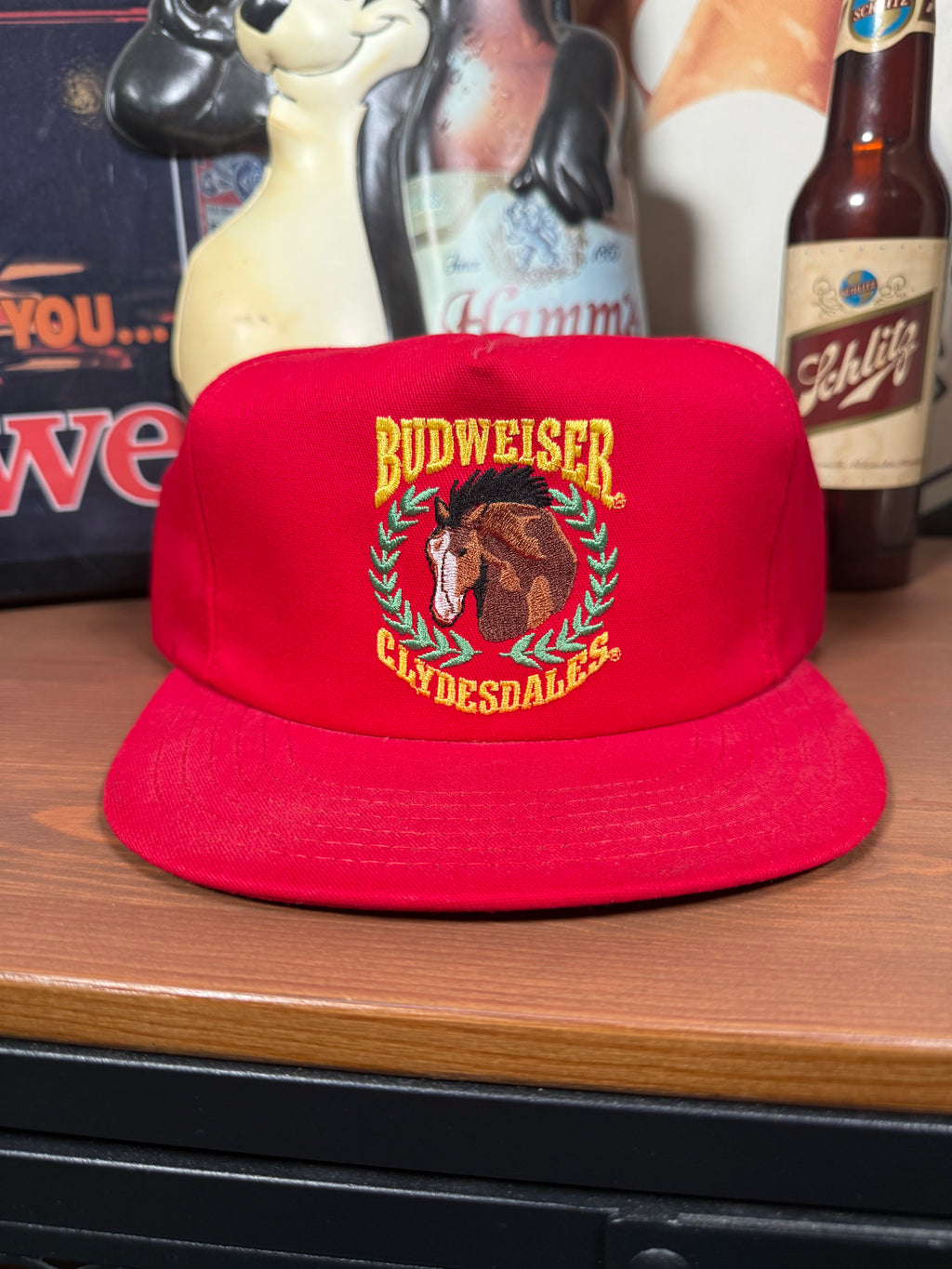 Vintage Budweiser Clydesdales Red Embroidered Snapback Hat