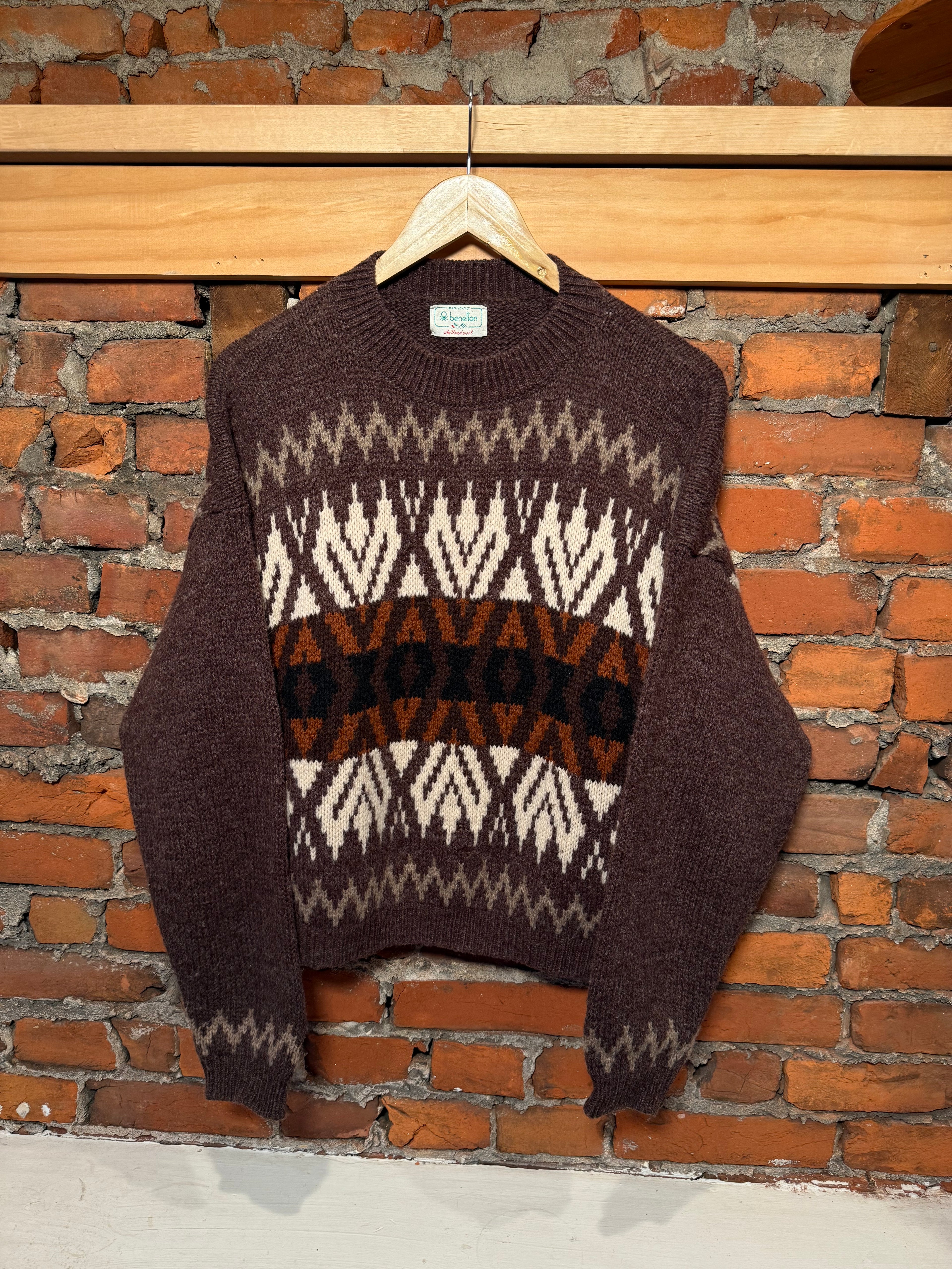 Vintage Benetton Shetland Wool Pattern Sweater (WM)