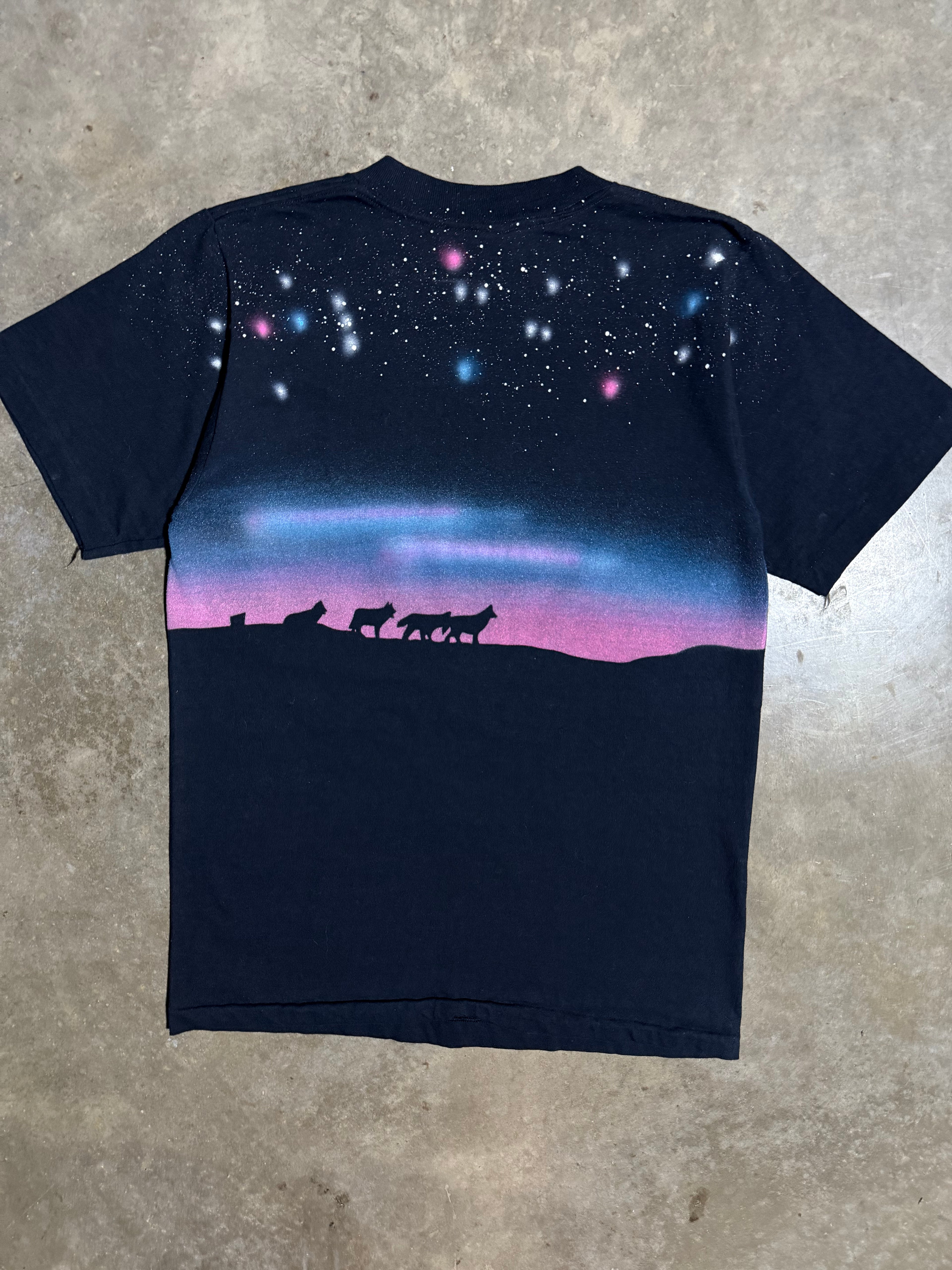 Vintage All Over Print Yellowstone at Nighttime T-Shirt (S/M)