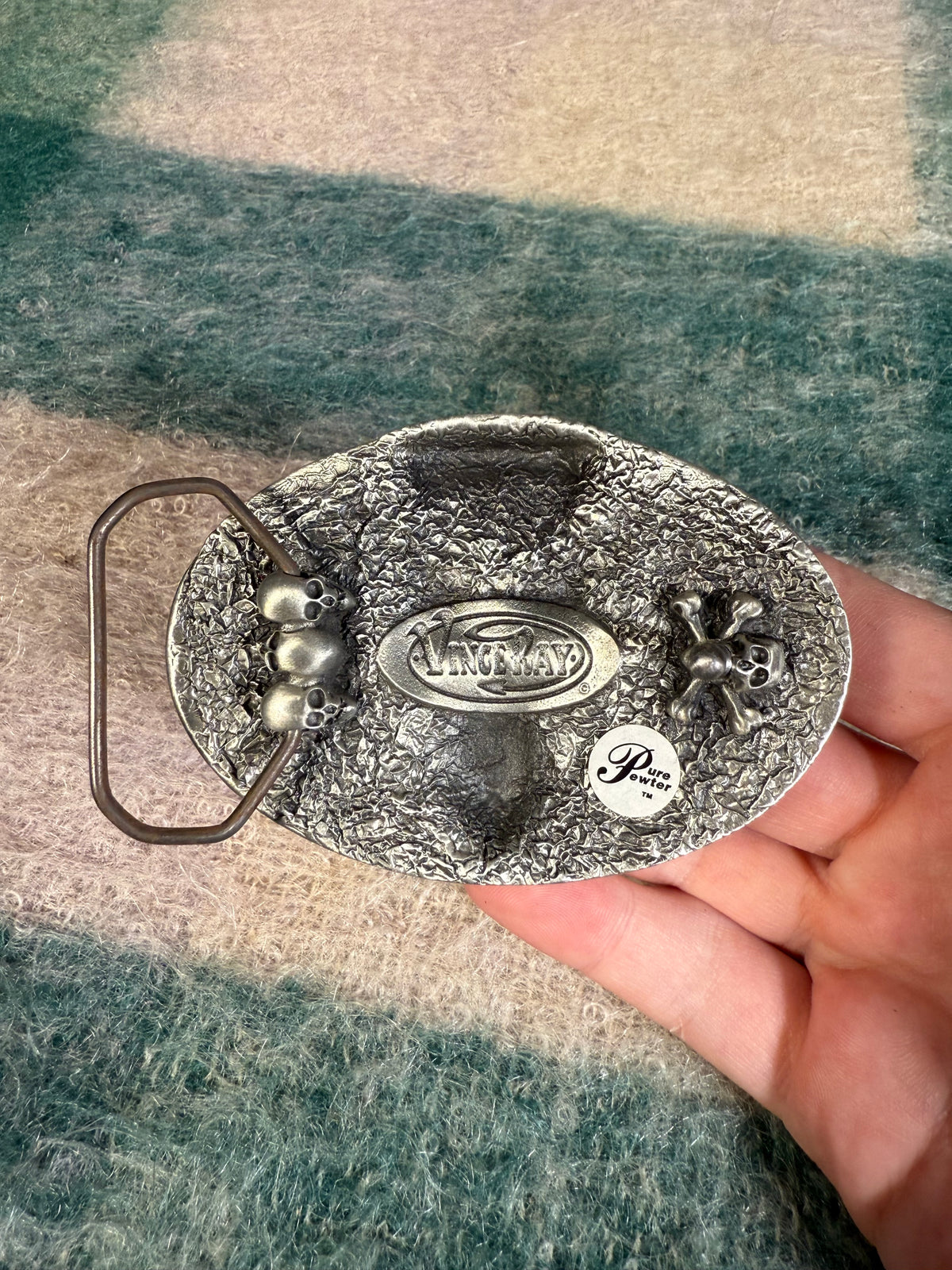 Vintage Vince Ray Red and Black Skull Belt Buckle