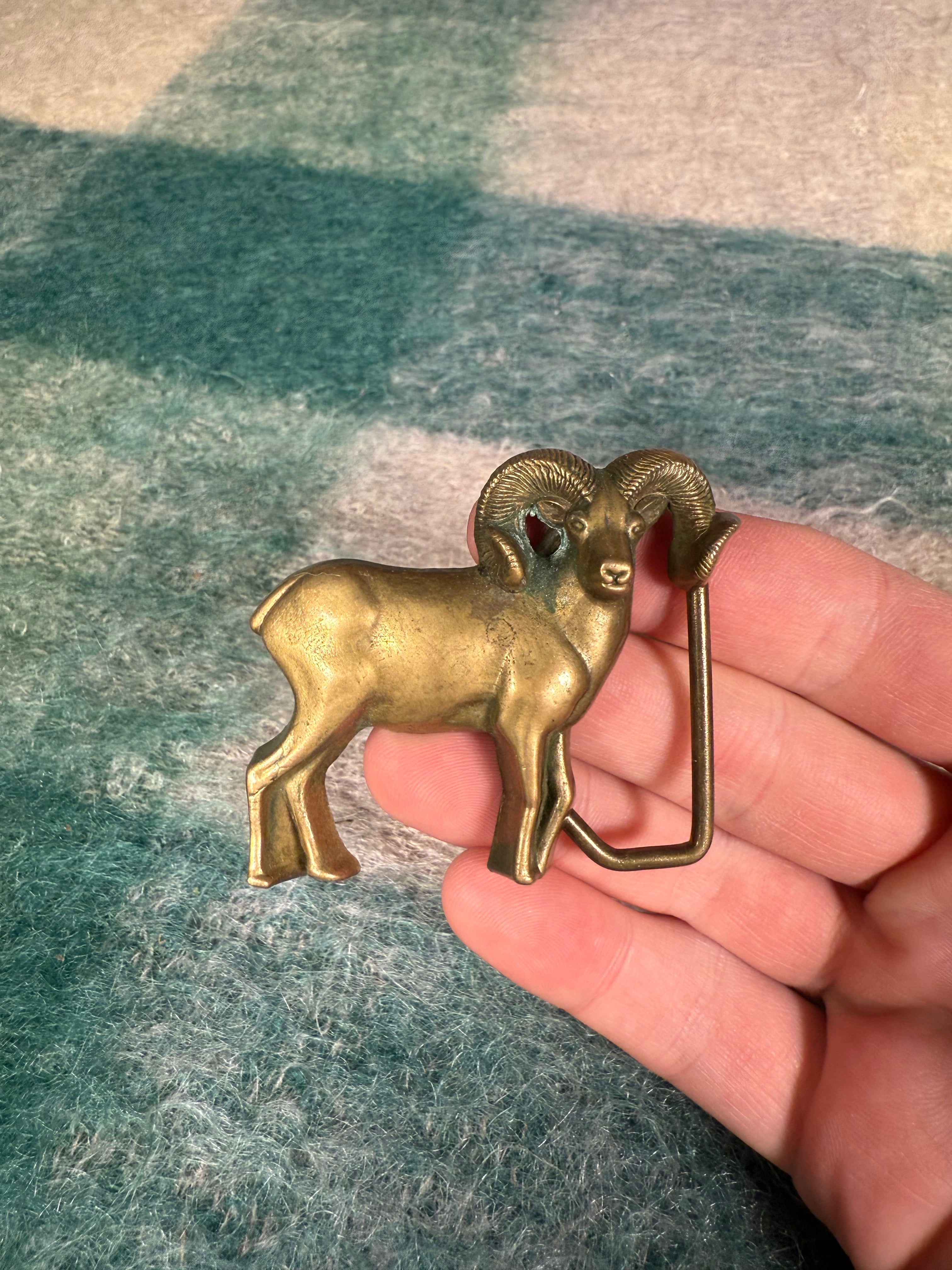 Vintage Brass Ram Belt Buckle