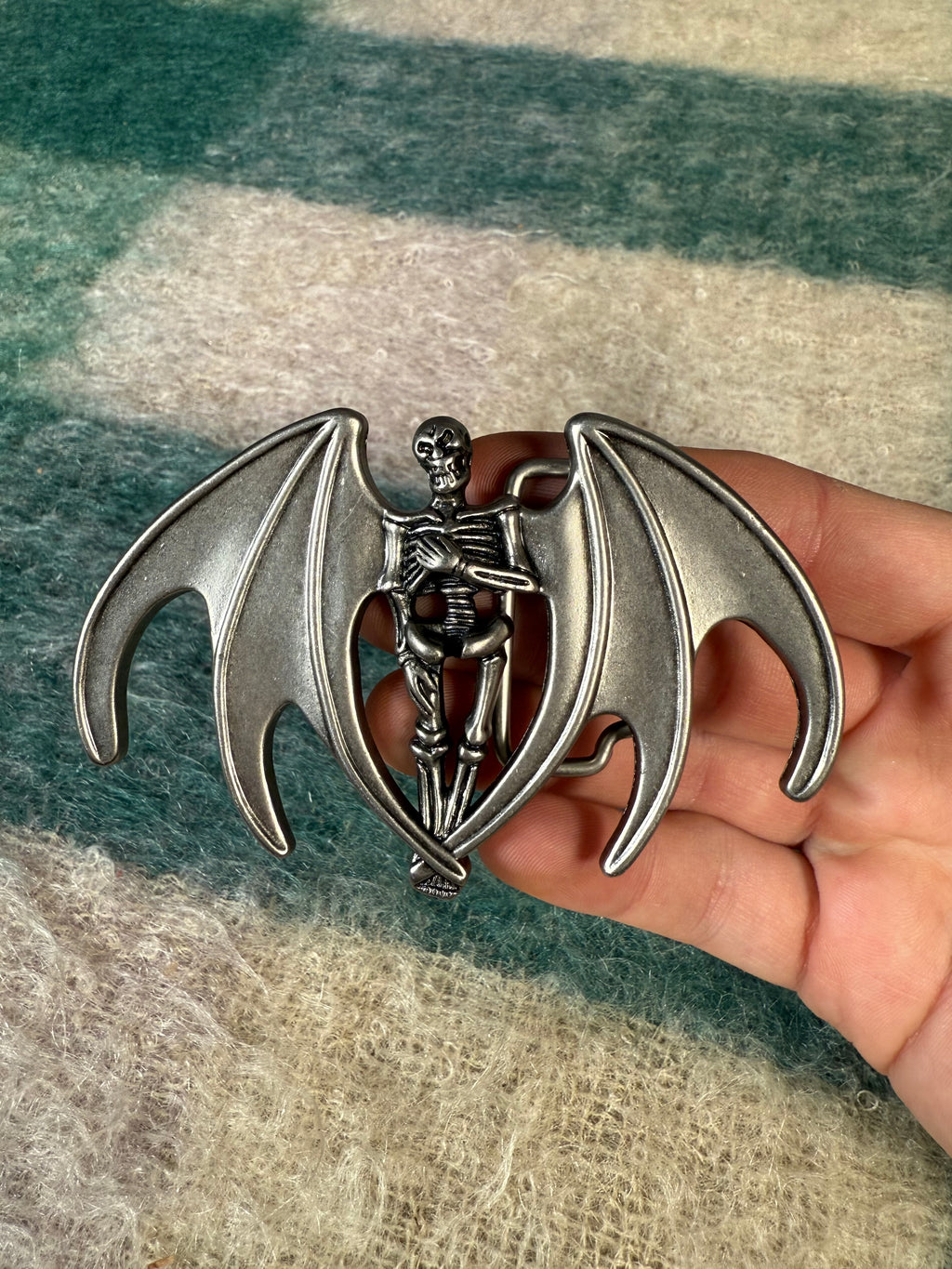 Vintage Winged Skeleton Belt Buckle