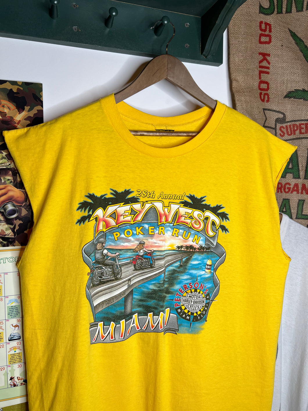 Vintage Harley Miami Poker Run Cutoff Tee (XL)