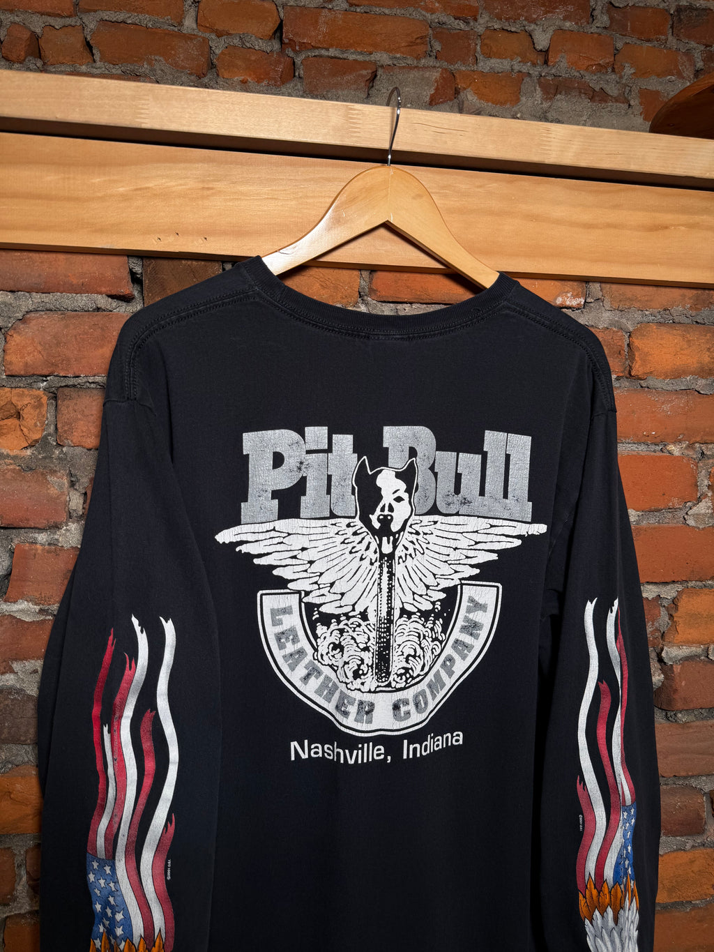 Vintage Pitbull Leather Leather Company Longsleeve Biker Shirt (L)