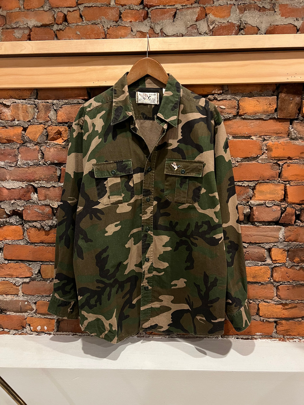 Vintage Duck Bay Camo Button Up Shirt (L)