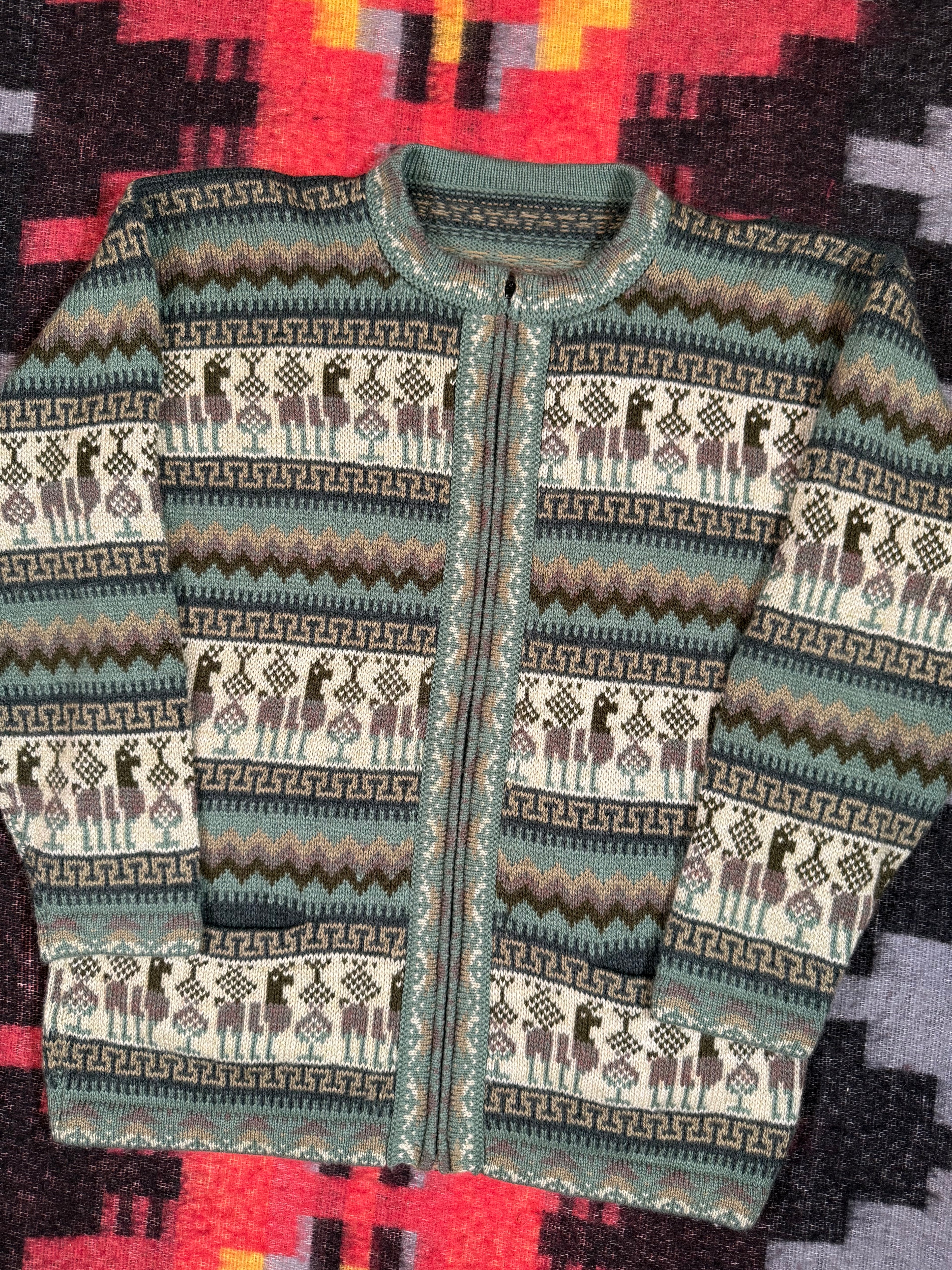 Vintage Knit Lama Zip Up Sweater (WM)