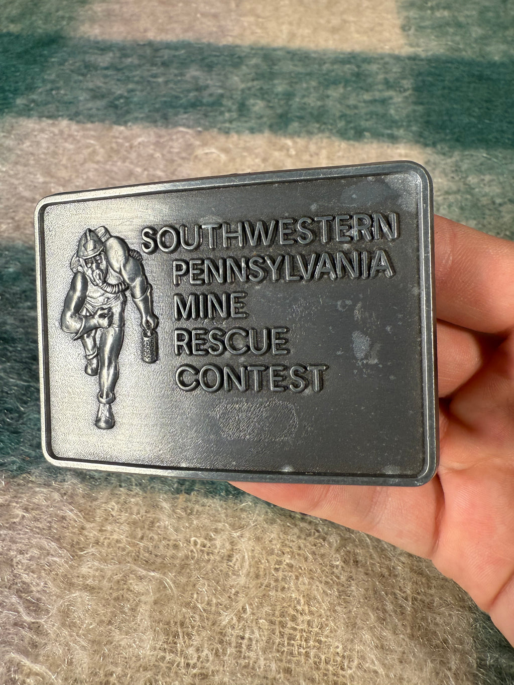 Vintage 80s Pennsylvania Mine Rescue Contest Belt Buckle