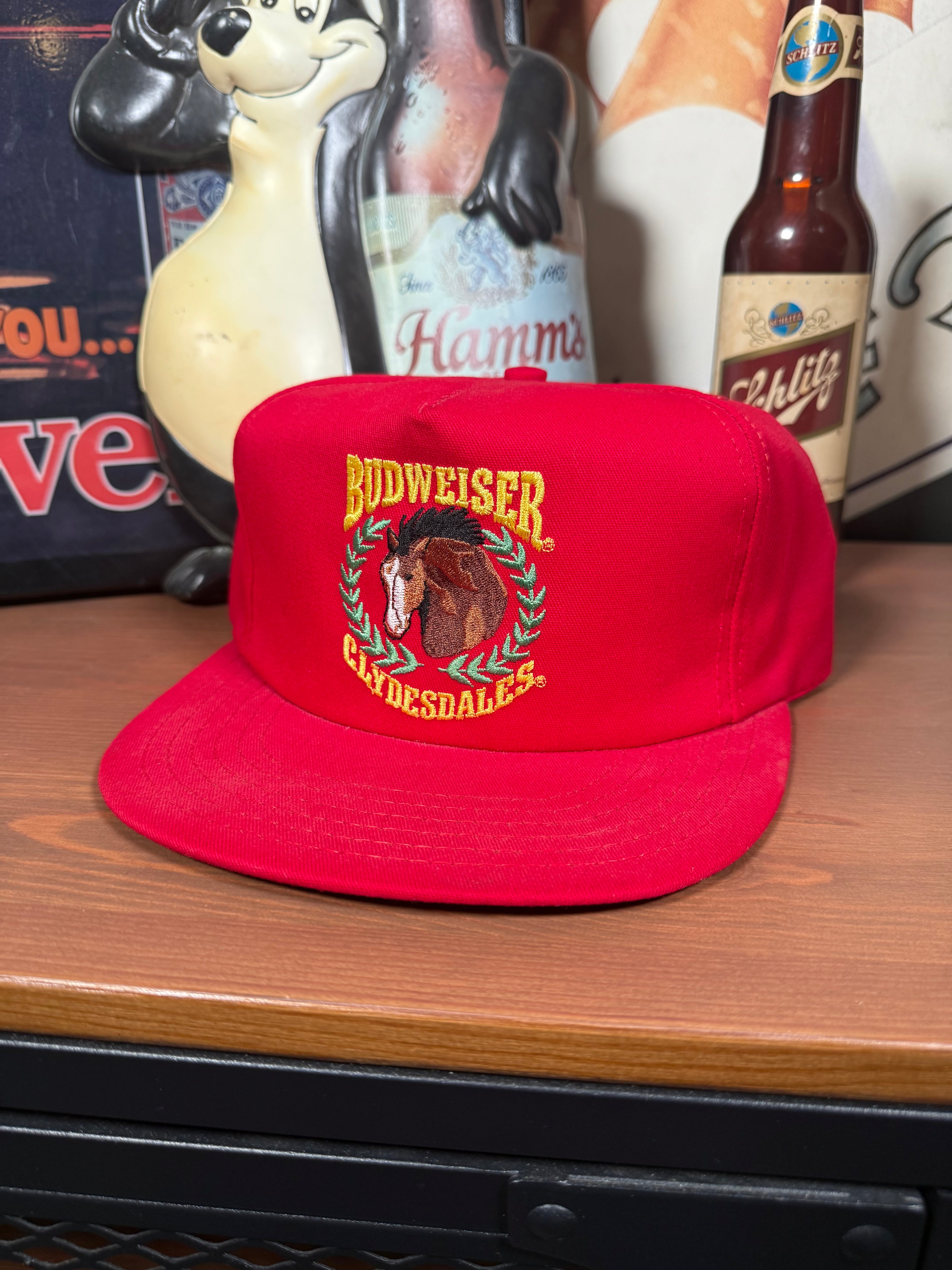 Vintage Budweiser Clydesdales Red Embroidered Snapback Hat