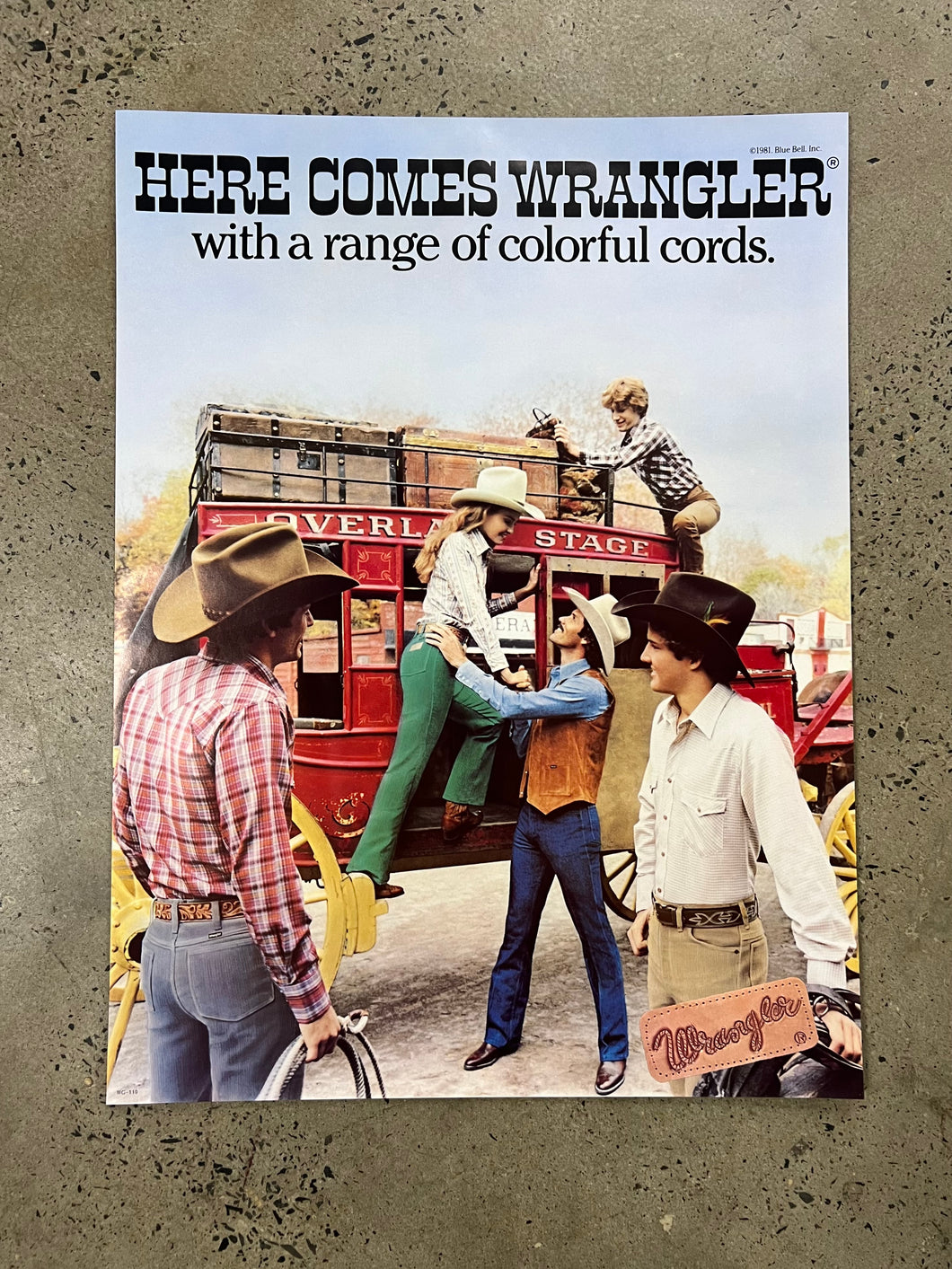 Vintage 1981 Here Comes Wrangler Poster (21x28inch)