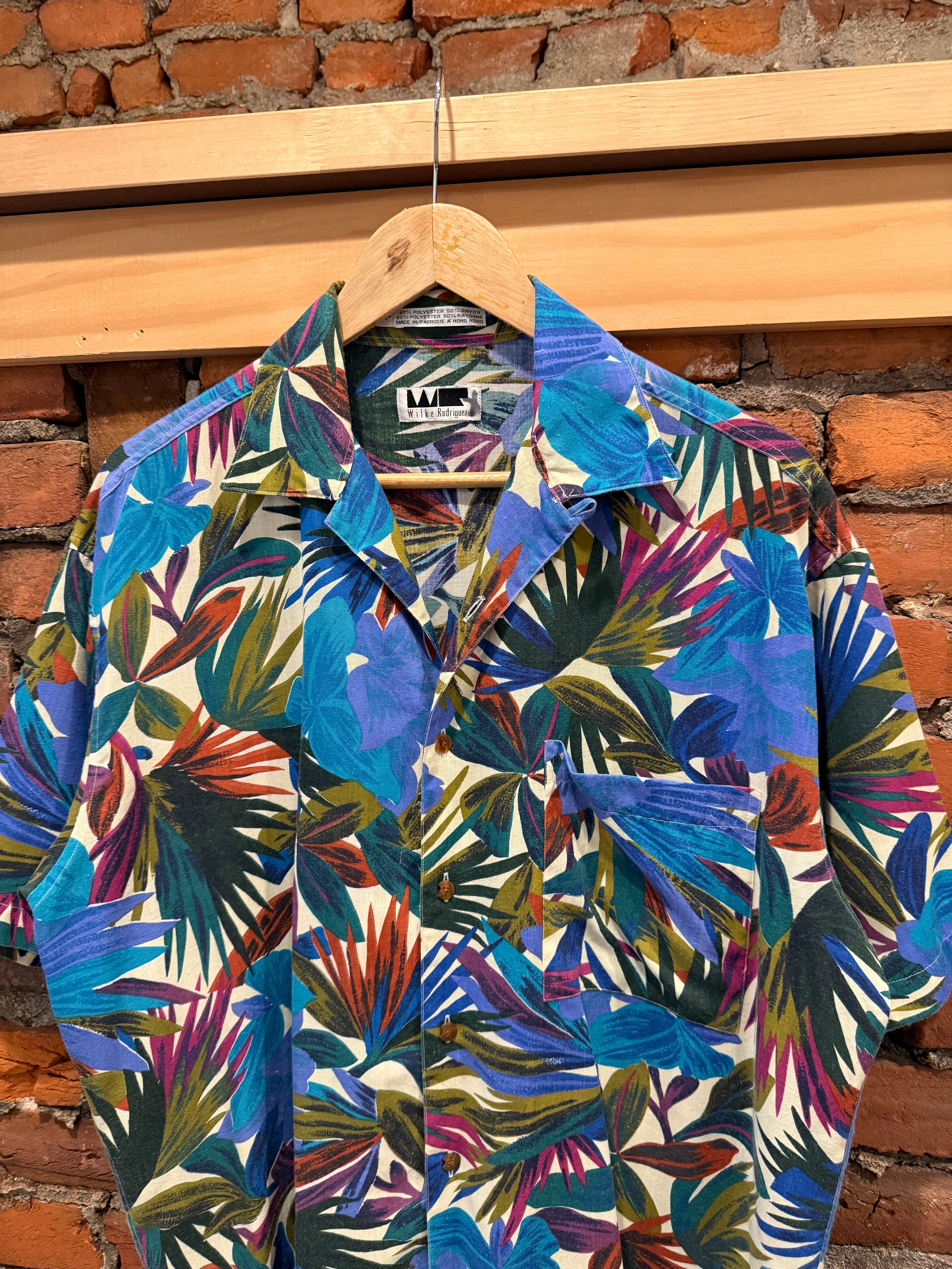 Vintage 90s Wilke Rodriguez Loop Collar Floral Shirt (M)