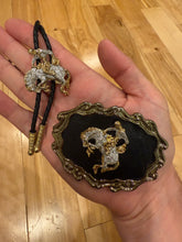 Load image into Gallery viewer, Vintage Rodeo Cowboy Belt Buckle + Bolo Tie Combo
