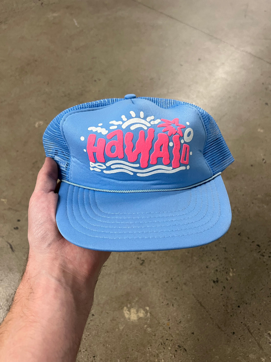 Vintage 80s Hawaii Puffy Print Trucker Hat