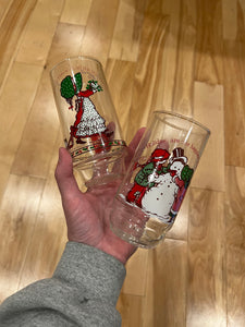 Lot of 2 Vintage 70s Coca-Cola Christmas Glasses