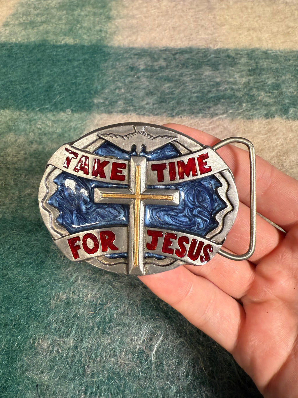 Vintage Take Time For Jesus Belt Buckle