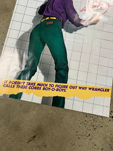 Vintage 80s Wrangler Boy-O-Boy Jean Advertisement Poster (22x27inch)