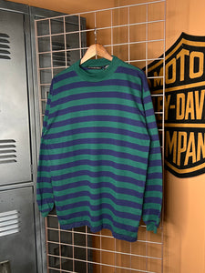 Vintage 80s Striped Mock Neck Shirt (XL)