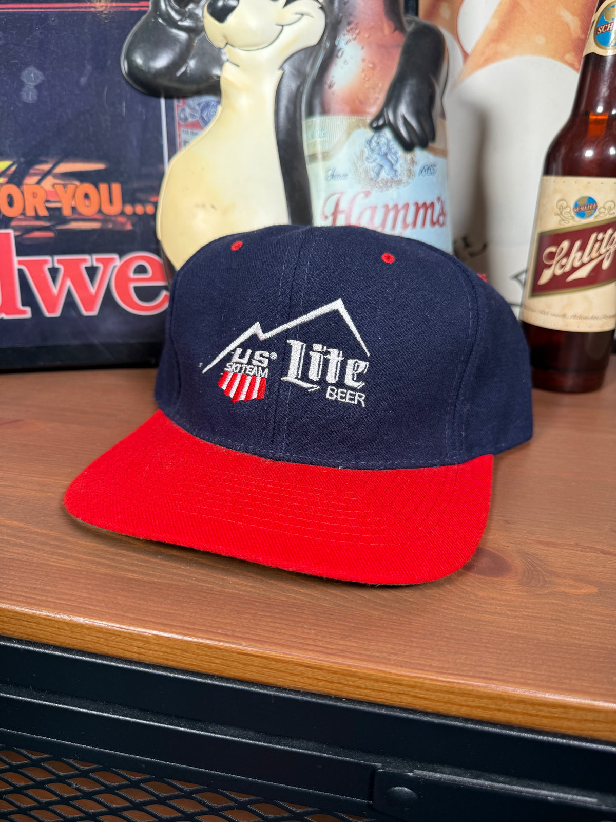 Vintage Miller Lite US Ski Team Snapback Hat