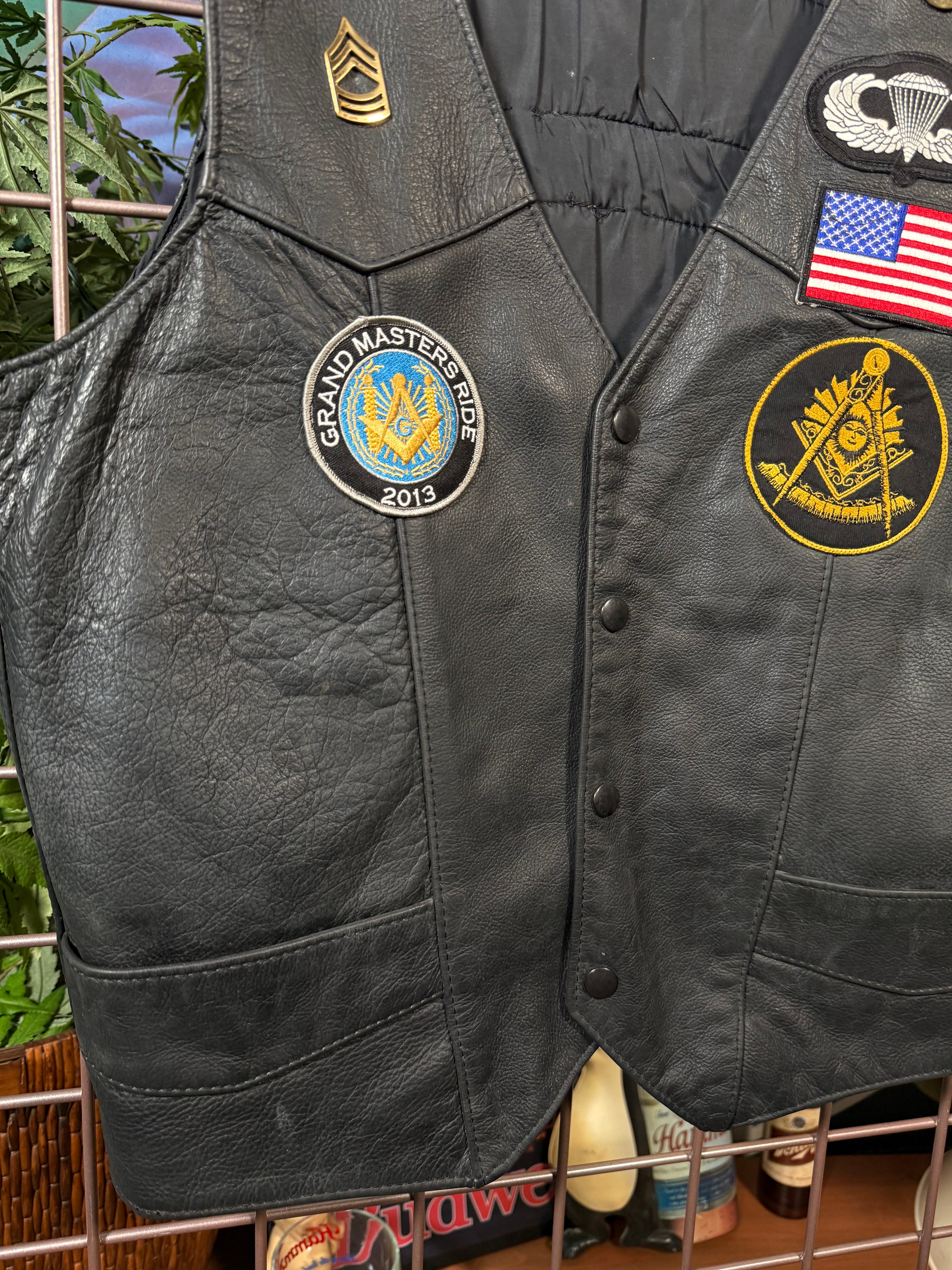 Masonic Riders Biker Leather Vest (L)