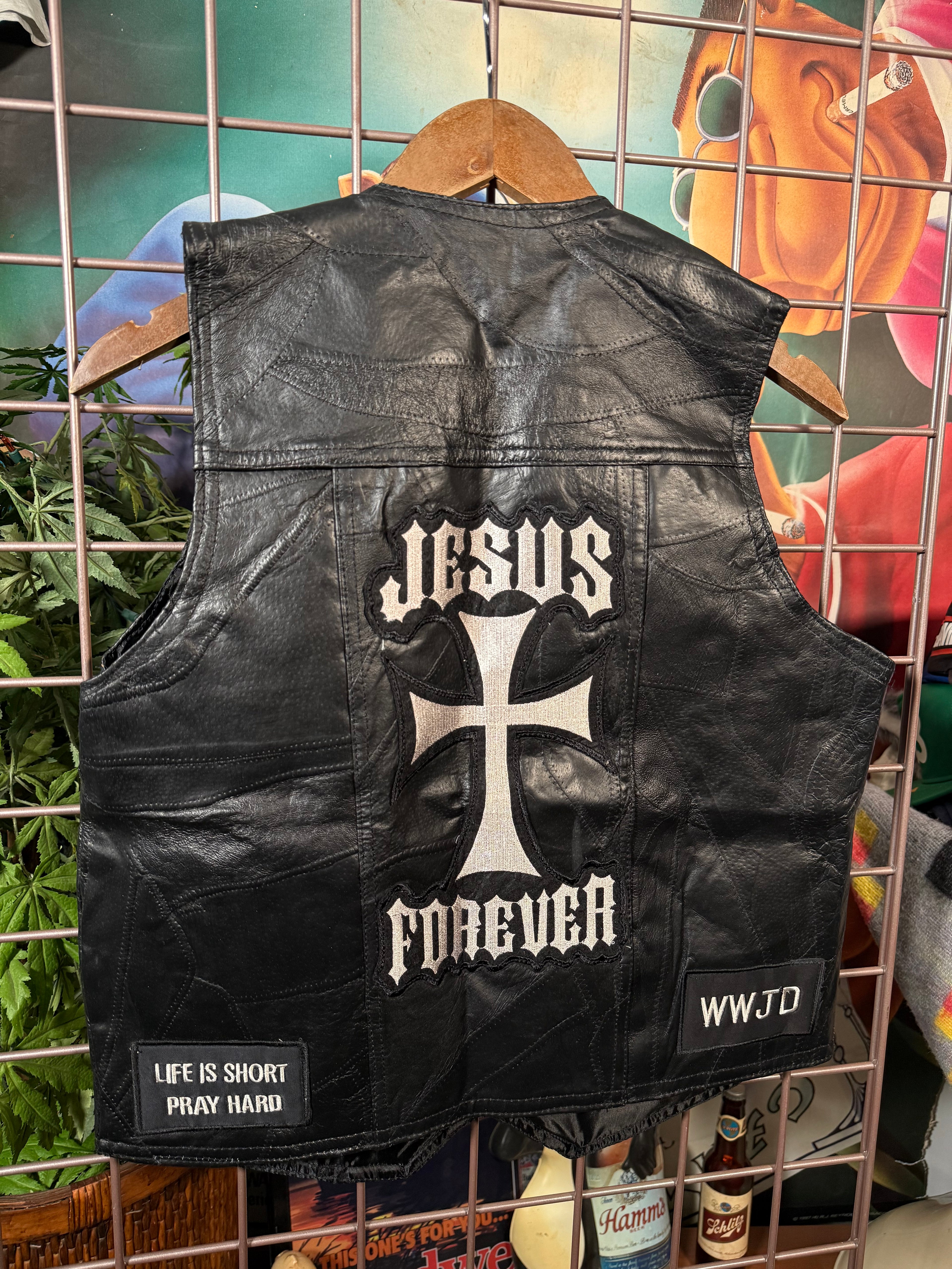 Jesus Forever Leather Vest (M)
