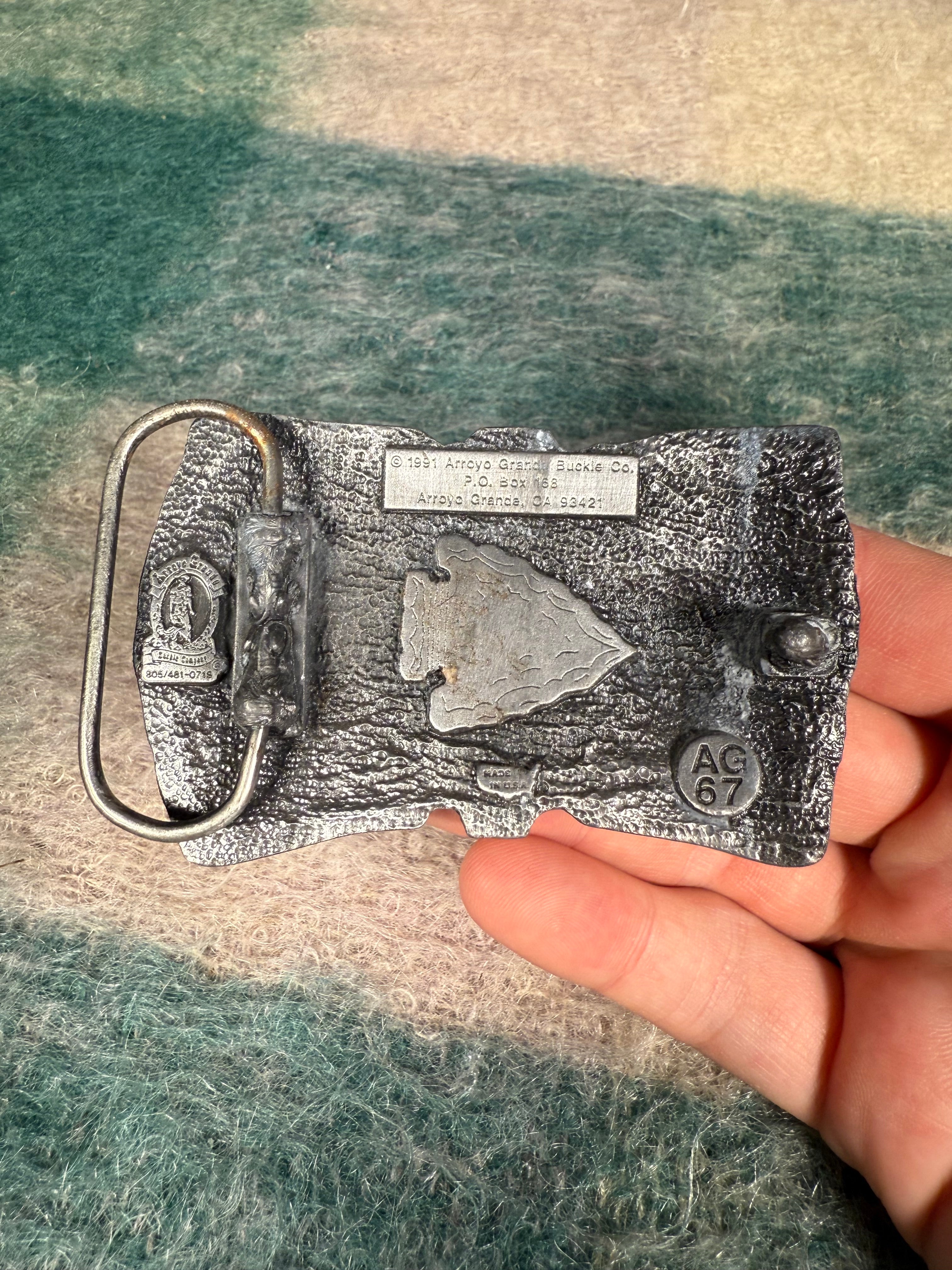 Vintage Cow Skull and Arrowhead Belt Buckle