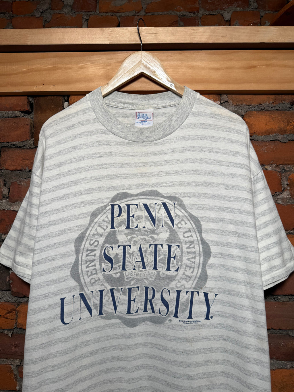 Vintage 90s Penn State Striped T-Shirt (XL)