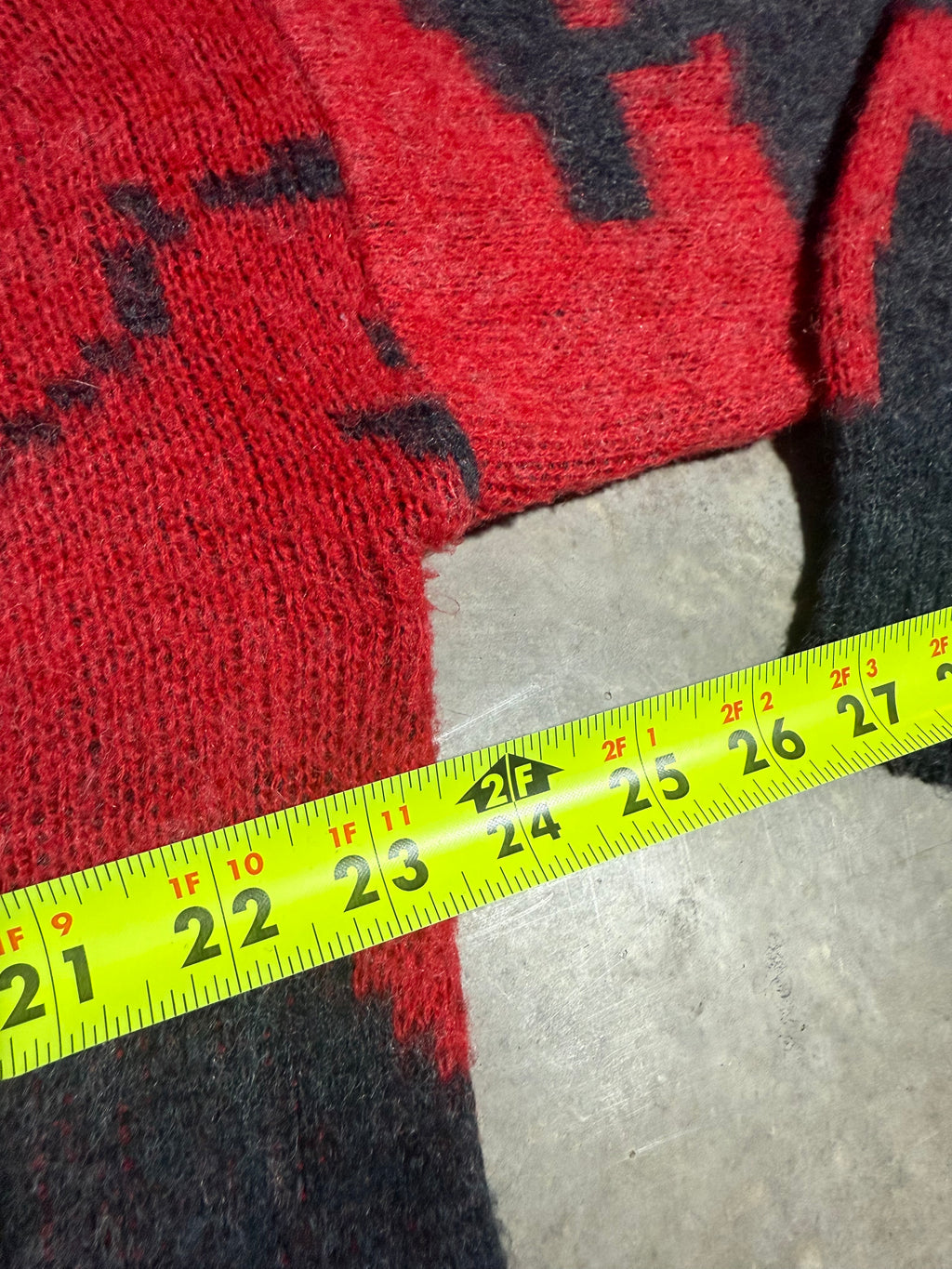 Vintage 80s Bergamo Red and Black Pattern Knit Sweater (WXL)