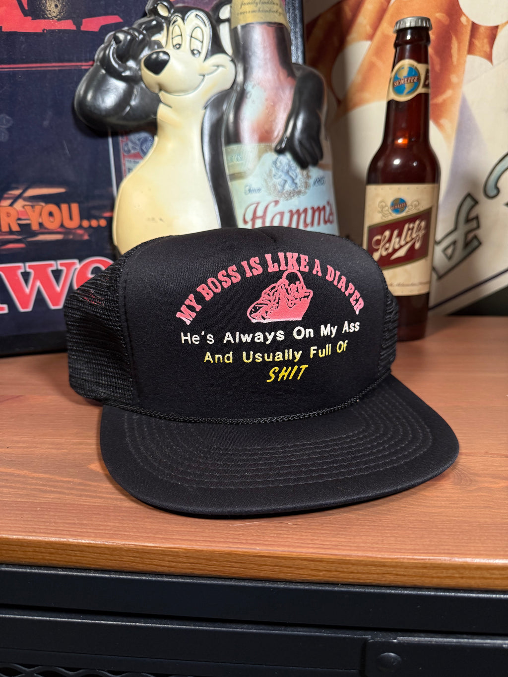 Vintage “My Boss is like a Diaper.. Full of Shit” Trucker Hat