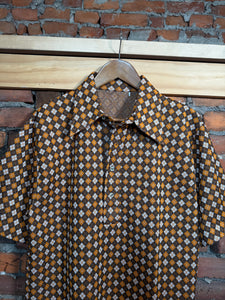 Vintage 70s Big Collar Pattern Shirt (M)