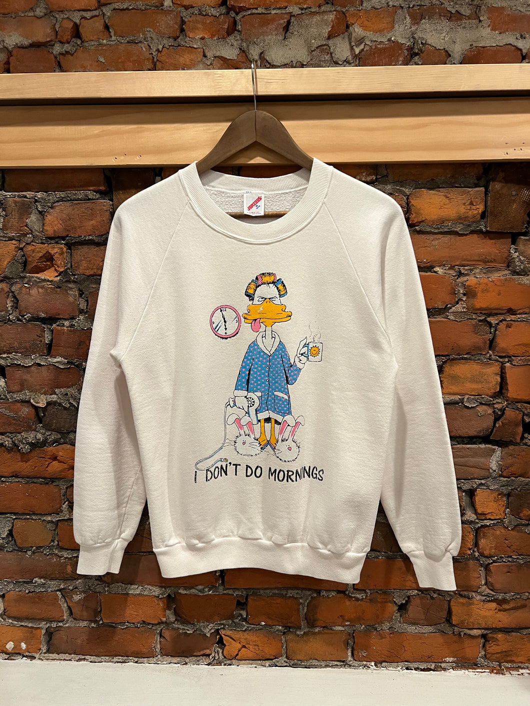 Vintage 80s I Don’t Do Mornings Duck Crewneck (WS)