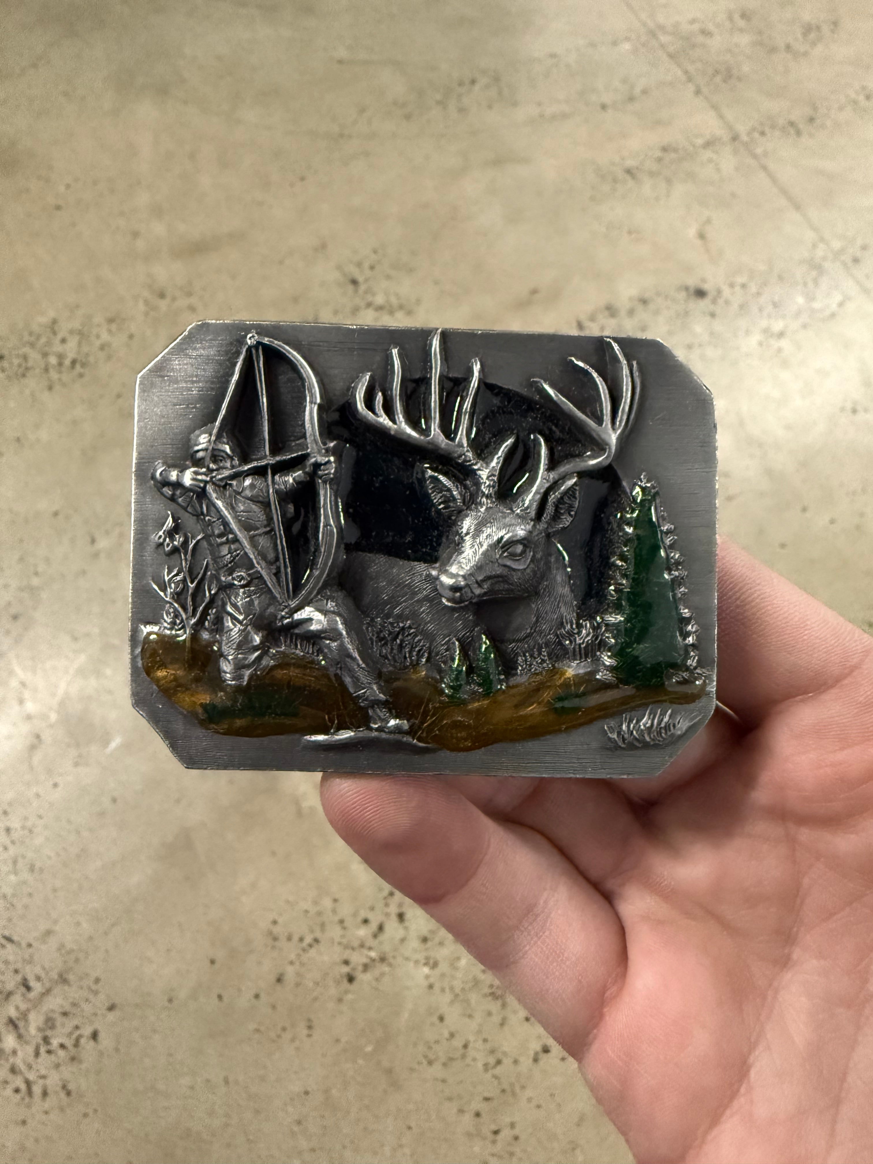 Vintage 90s Bow Hunter Belt Buckle