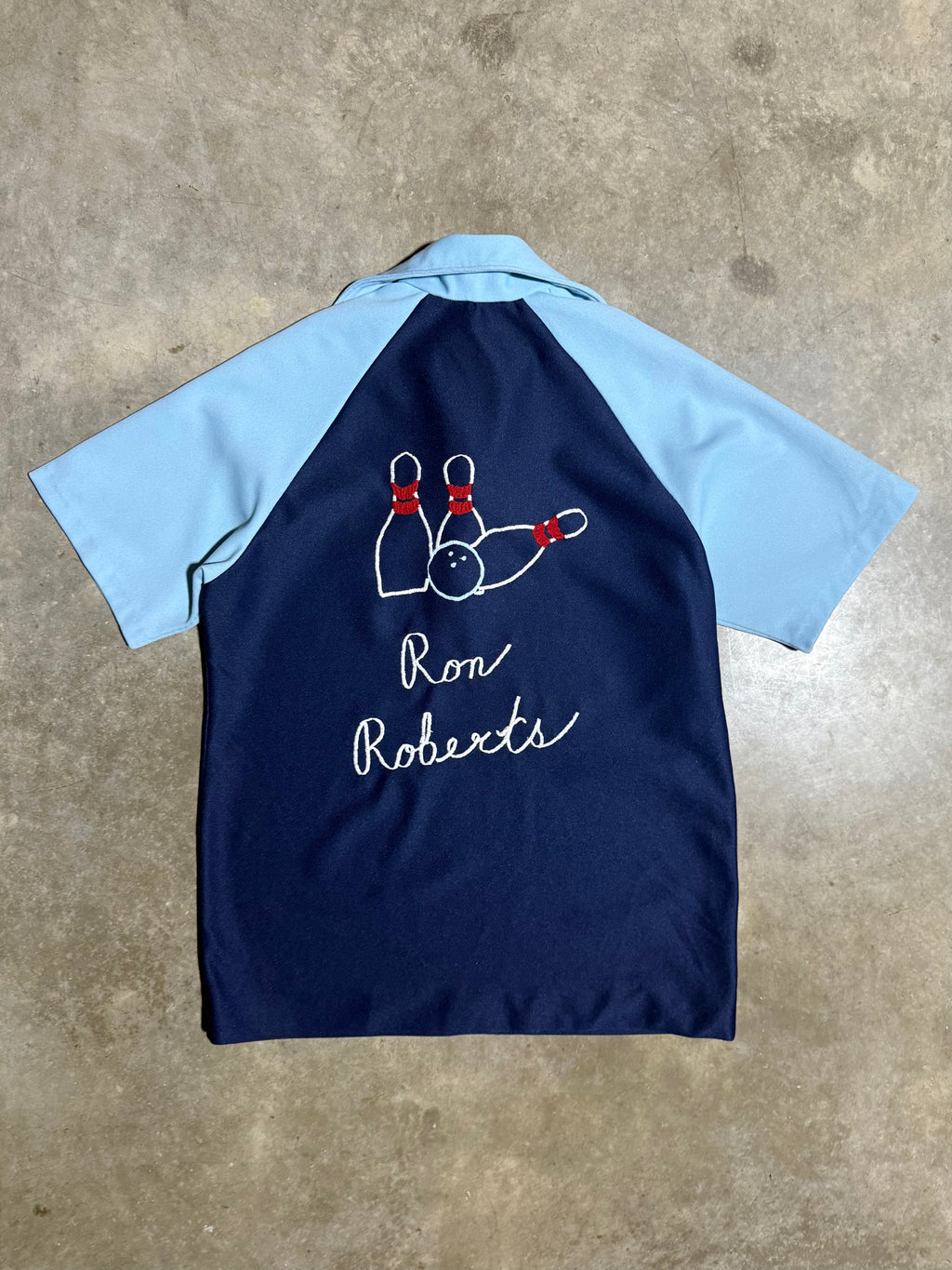 Vintage 70s Ron Roberts Chainstitched Bowling Shirt (M)