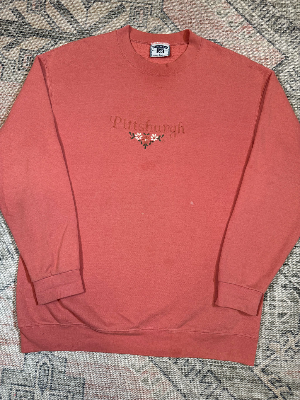 Vintage 90s Pink Pittsburgh Embroidered Crewneck (L)