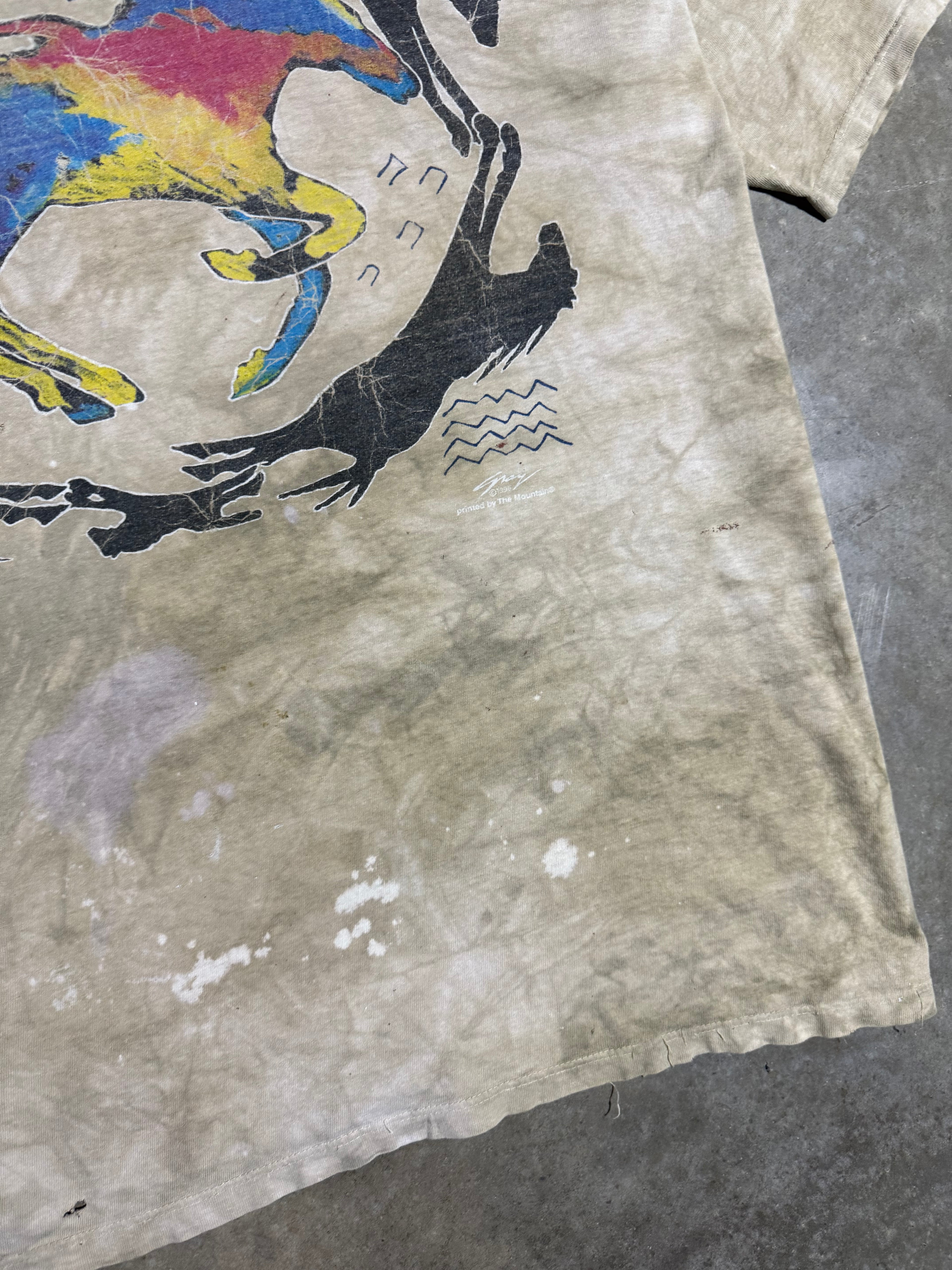 Vintage 90s Running Horse Dyed Distressed T-Shirt (2XL)