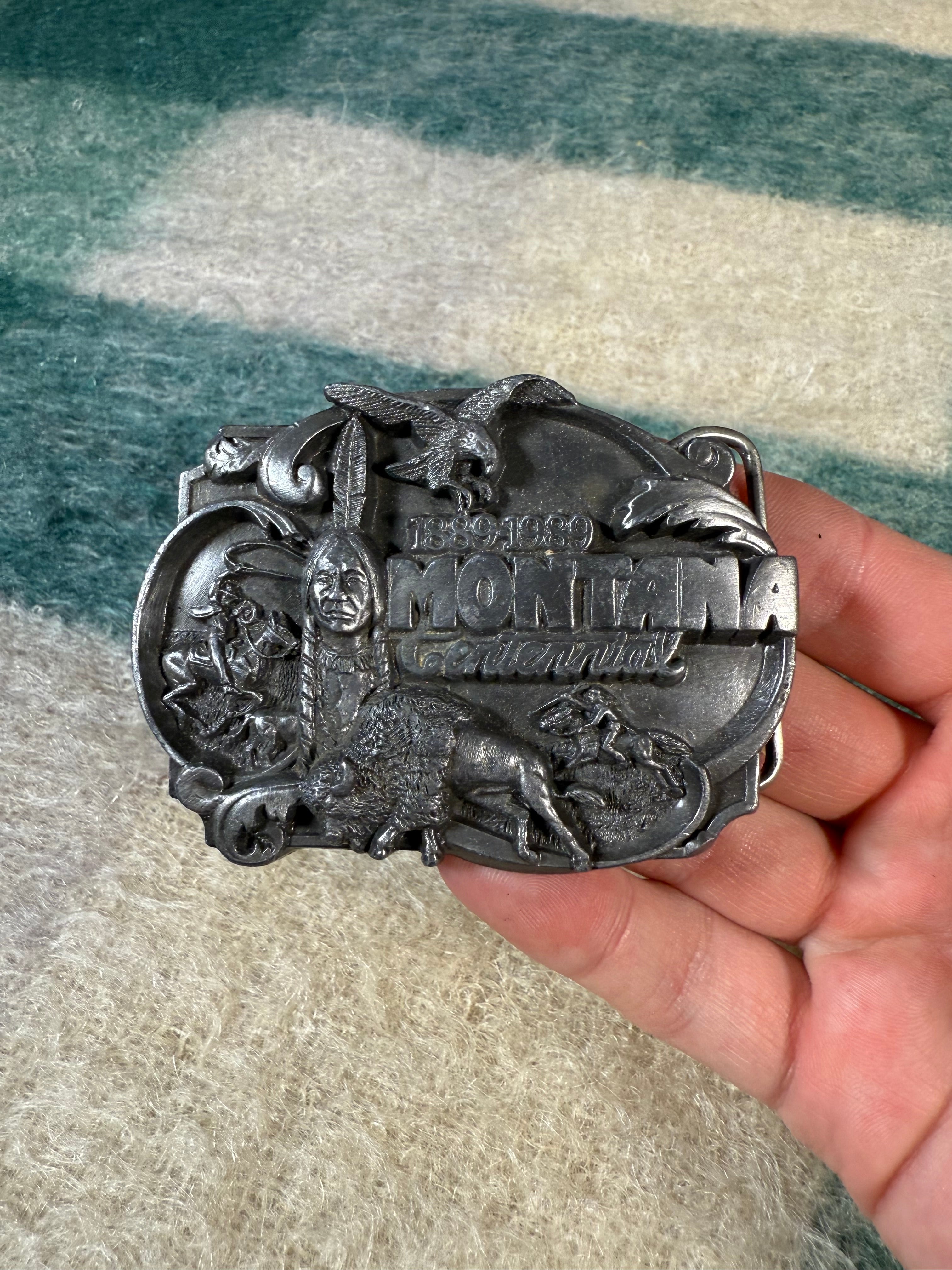 Vintage 1989 Montana Centennial Belt Buckle
