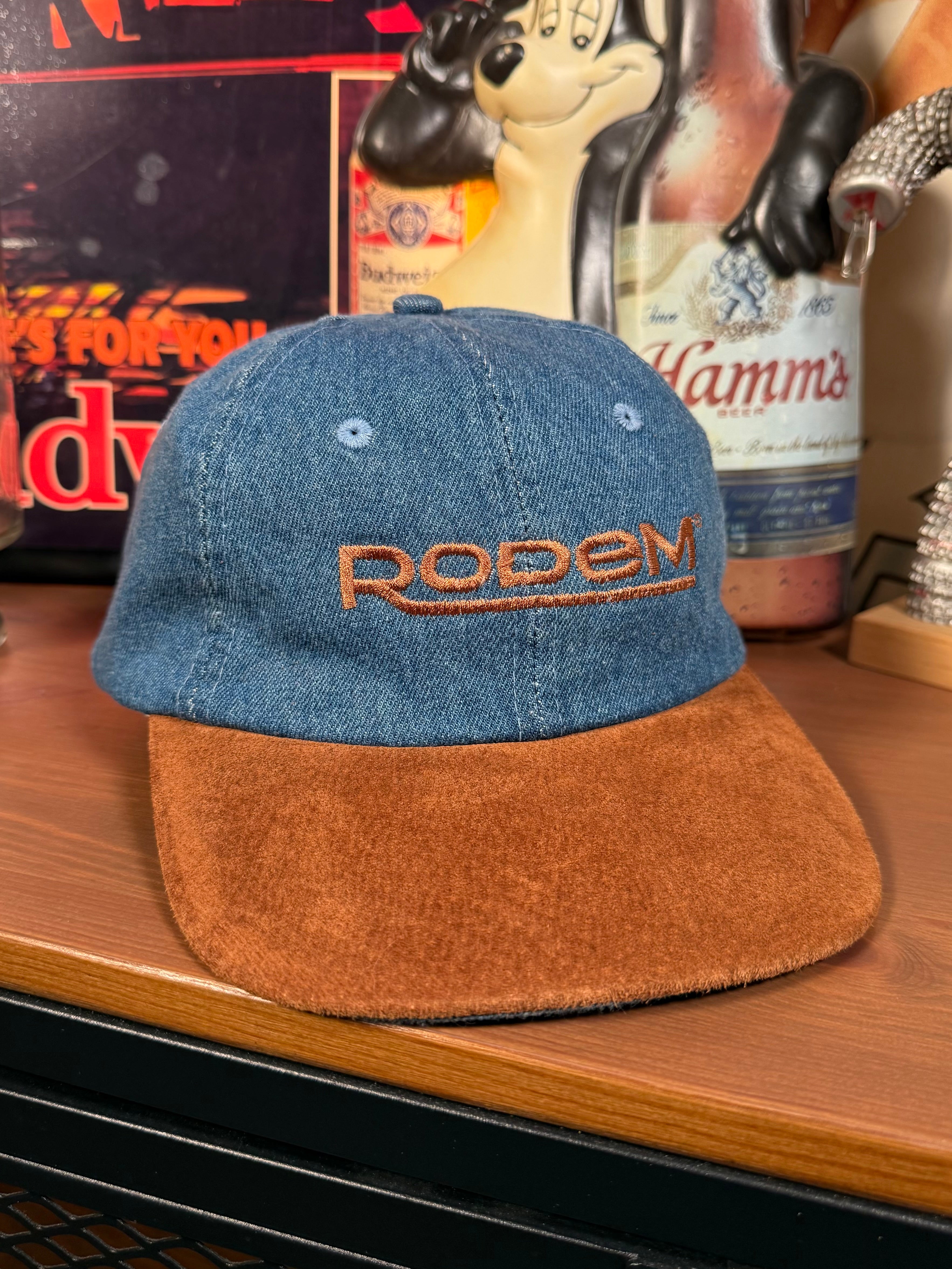 Vintage Rodem Denim and Suede Leather Strap Hat