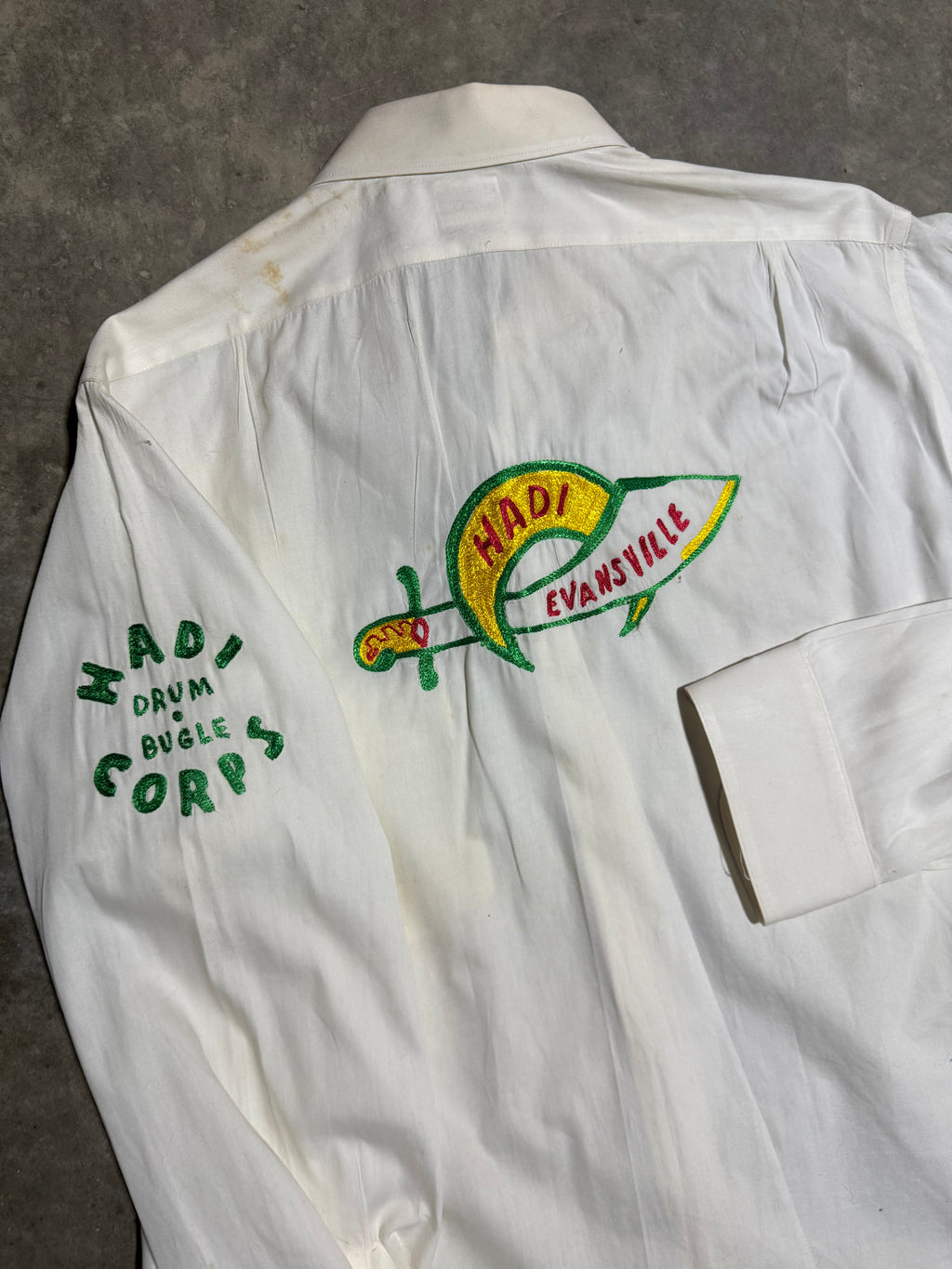 Vintage Distressed 70s Shriners Embroidered Arrow Button Up Shirt (M/L)