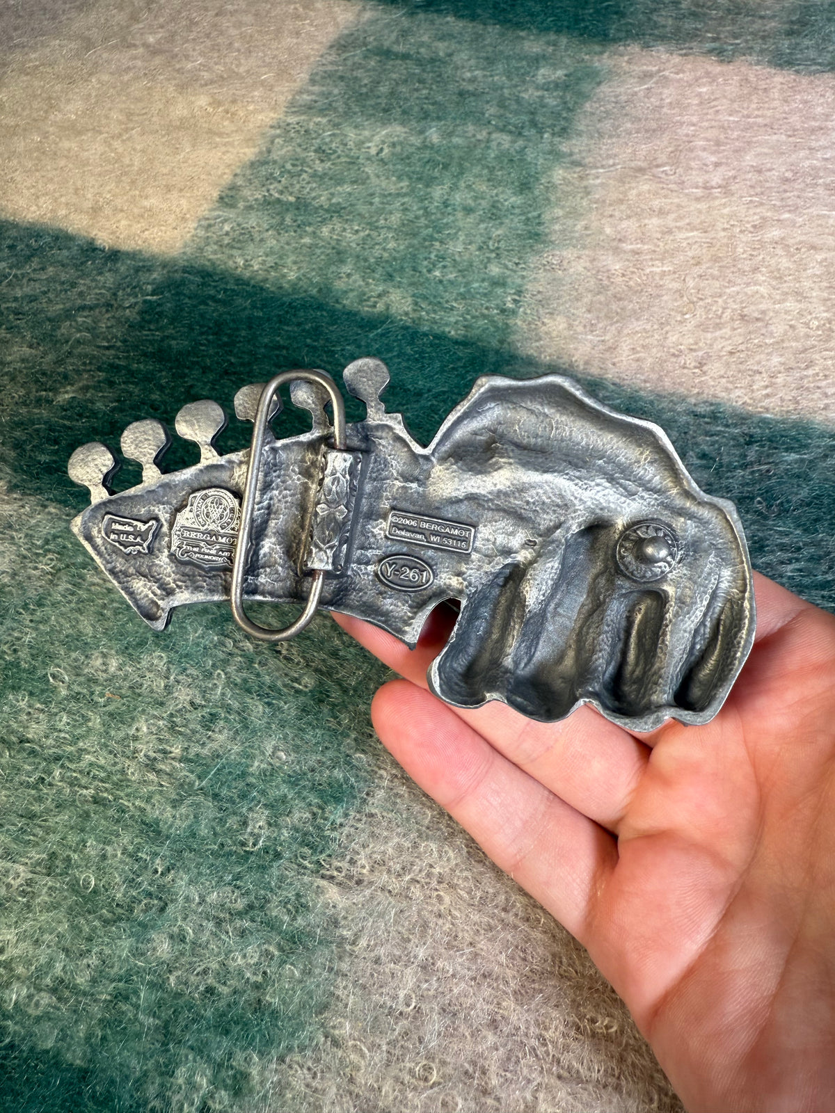 Vintage 2000s Devil Hand Guitar Belt Buckle