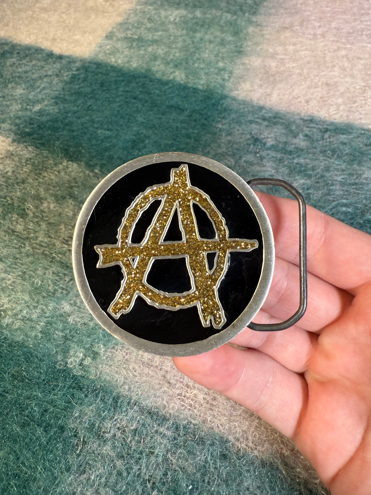 Vintage 2000 Sparkly Anarchy Belt Buckle