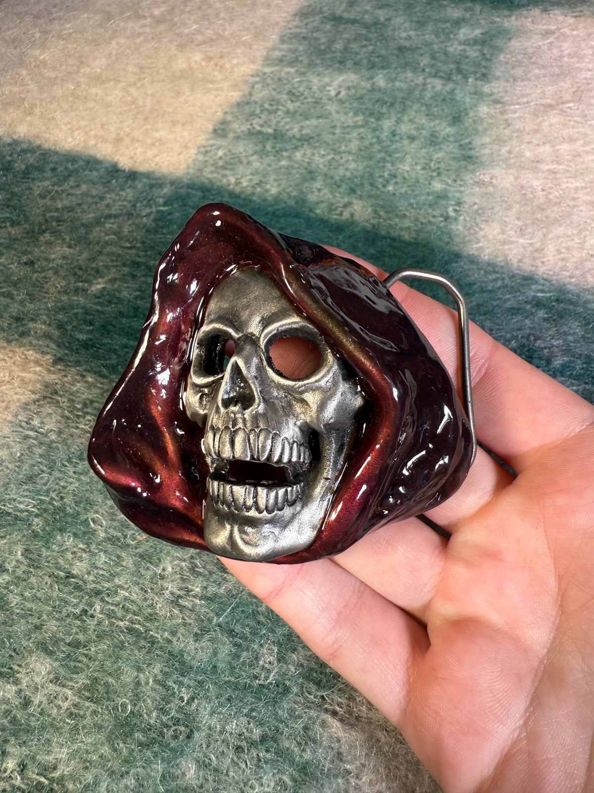 Vintage Grim Reaper Head Belt Buckle