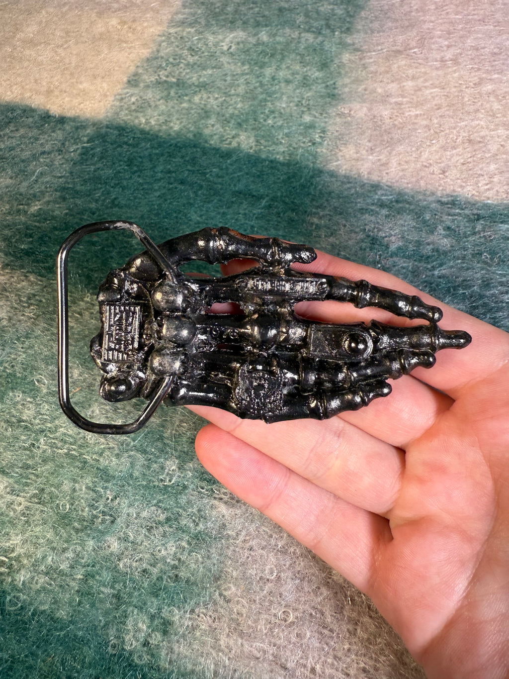 Vintage Skeleton Hand Belt Buckle