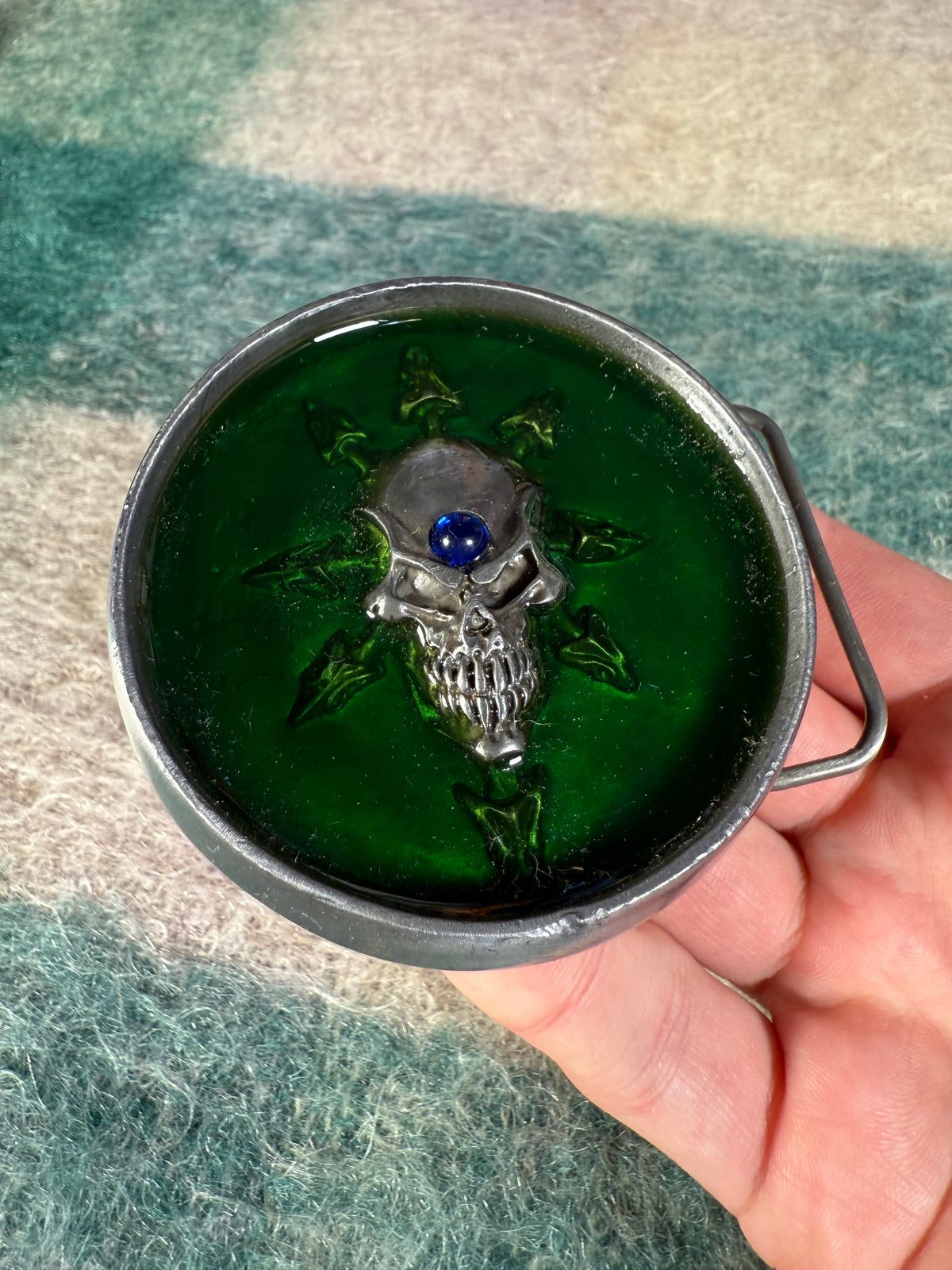 Vintage Alien Skull Resin Belt Buckle