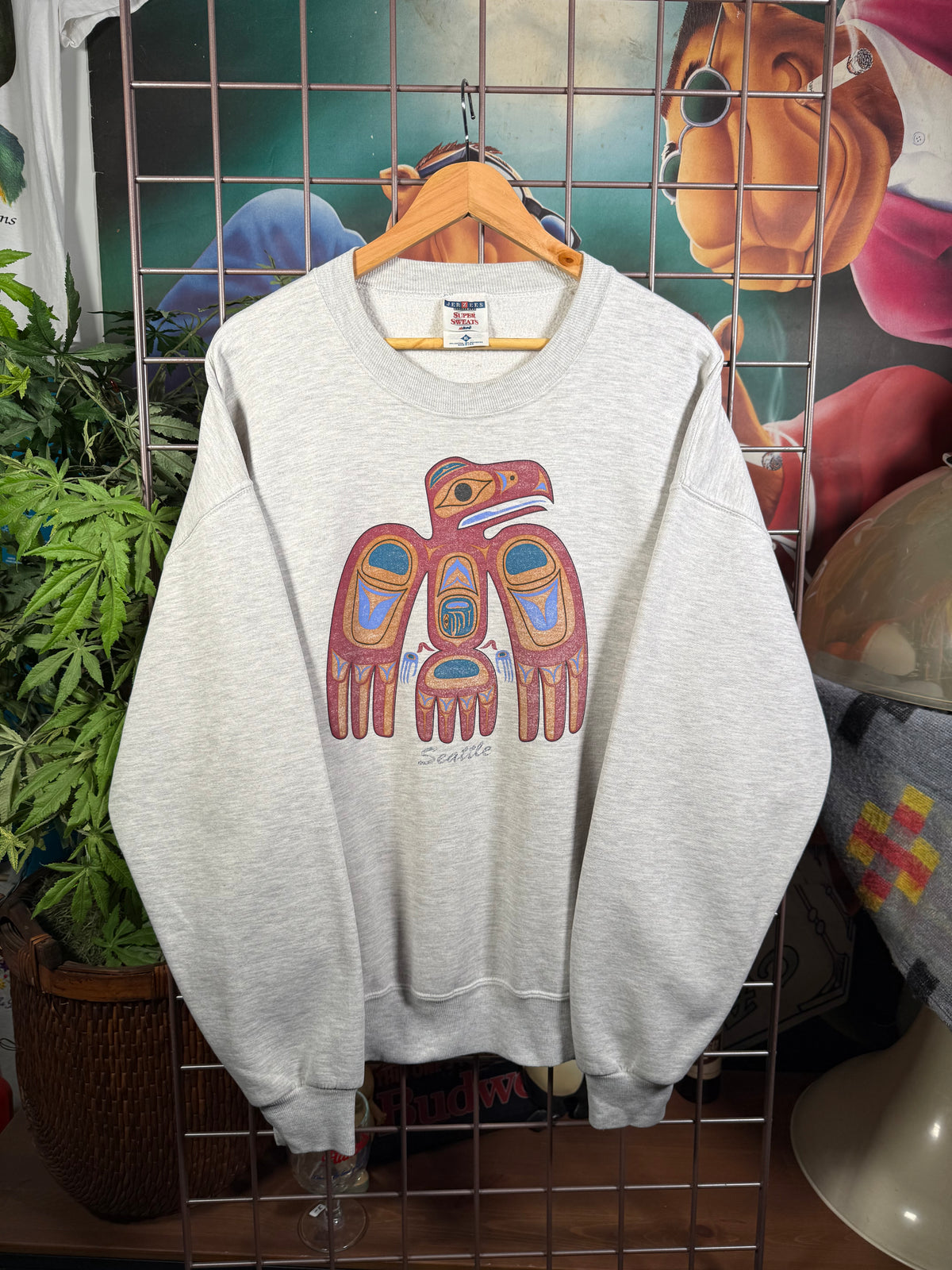 Vintage Native Raven Totem Pole Crewneck Sweatshirt (XL)