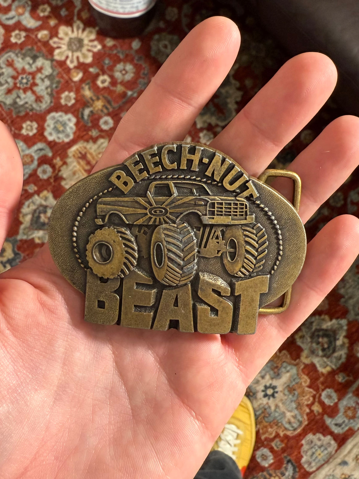 Vintage Beech-Nut Tobacco Beast Monster Truck Belt Buckle