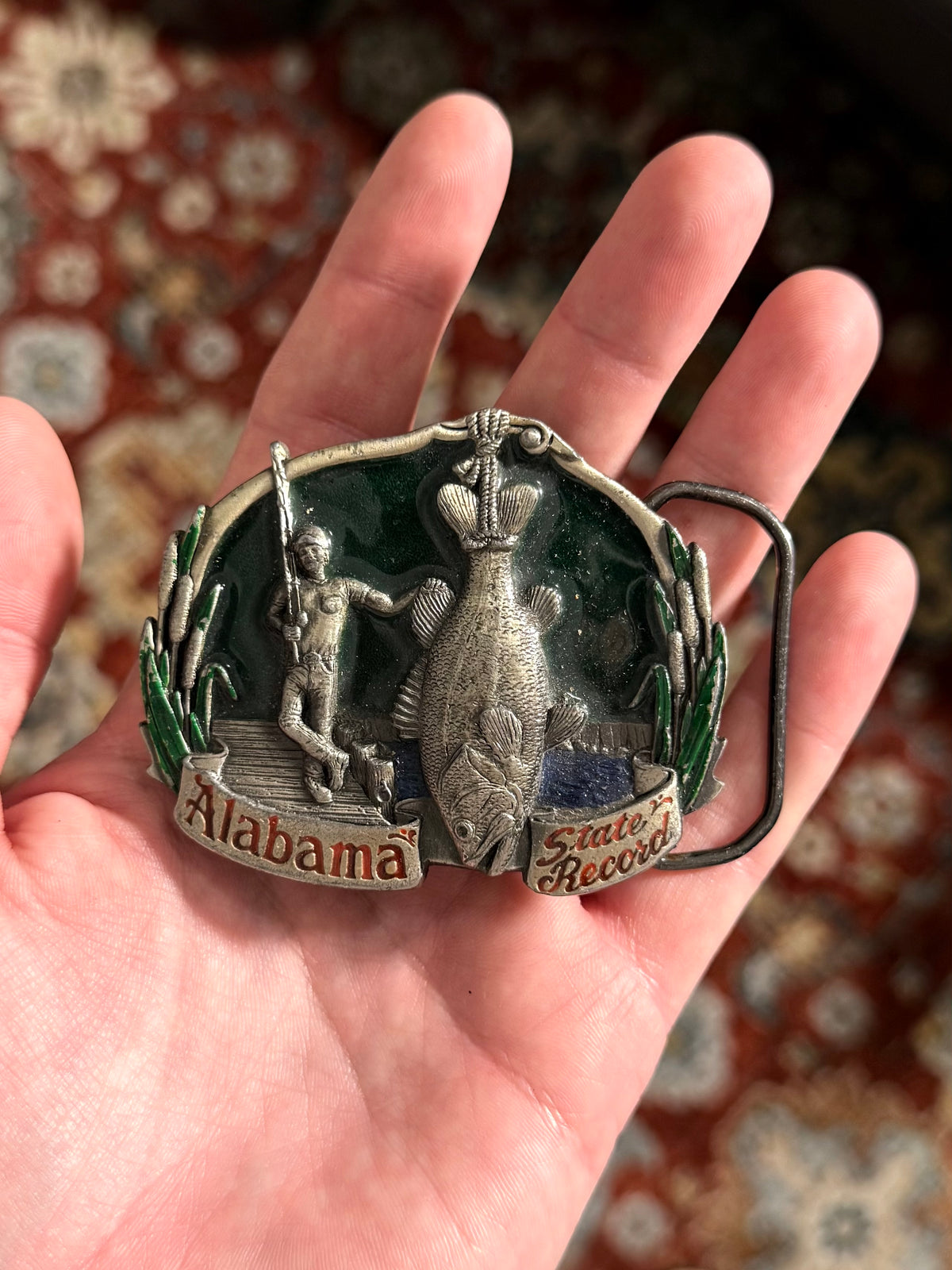 Vintage Alabama State Record Fish Belt Buckle
