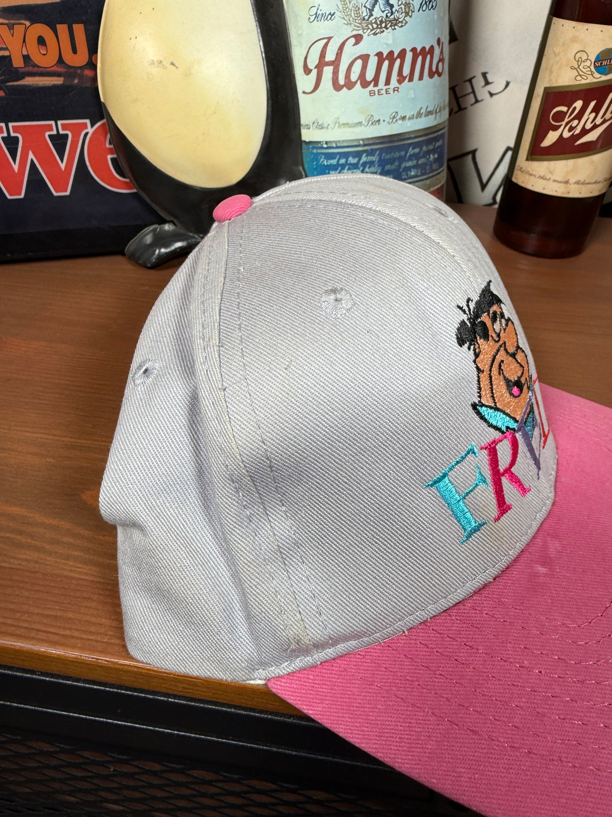 Vintage Fred Flintstone Embroidered Snapback Hat