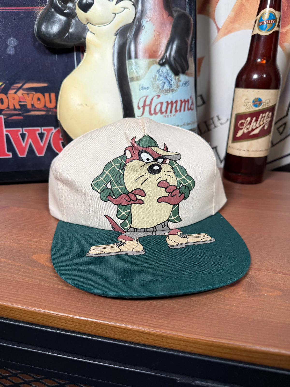 Vintage 1994 Taz In Flannel And Boots Snapback Hat