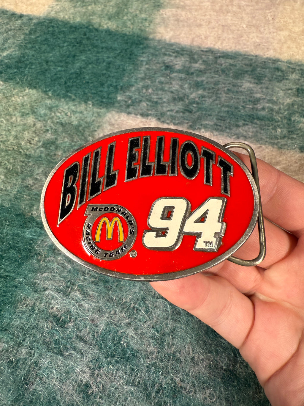 Vintage McDonalds Racing Team Bill Elliot Nascar Belt Buckle
